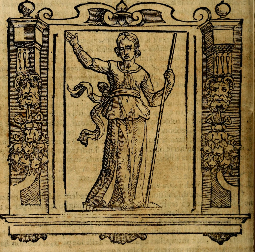An illustration from Iconologia di Cesare Ripa Perugina ... Nella quale si descrivono diverse imagini di virtù, vitij, affetti, passioni humane, arti discipline, humori, elementi, corpi celesti, prouincie d'Italia, fiumi, tutte le parti del mondo, ed altre infinite materie. Opera utile ad oratori, predicatori, poeti pittori, sculptori, disegnatori, e ad ogni studioso, per inuentar concetti, emblemi, ed imprese, per diuisare qualsiuoglia appatato nuttiale, funerale, trionfale. Per rappresentar poemi drammatici, e per figurare co'suoi propij simboli ciò, che può cadere in pensiero humano. Ampliata ultimamente dallo stresso autore di CC. imagini, e erricchita di molti discorsi pieni di varia eruditione .., 1613, leaf 153