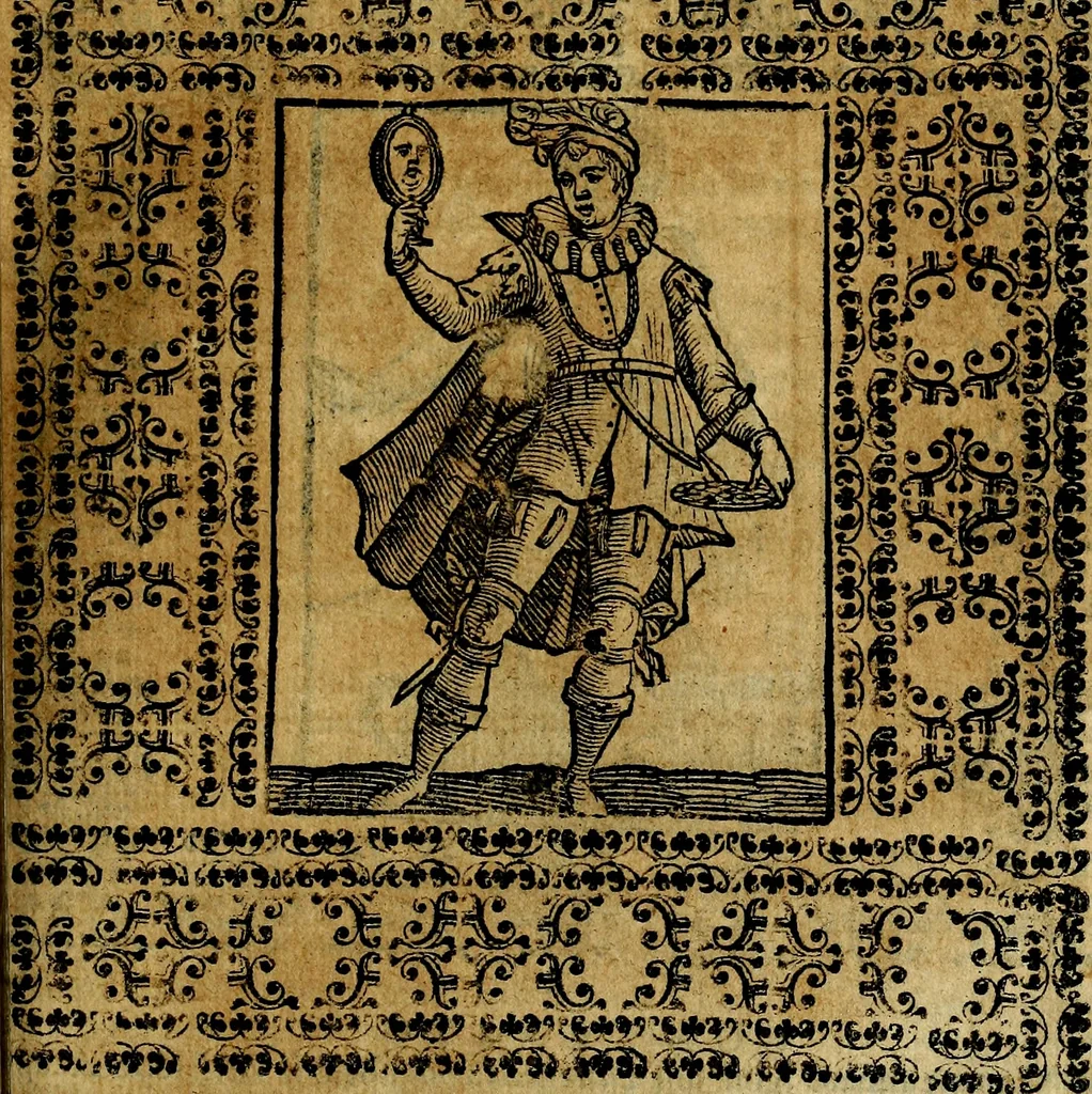 An illustration from Iconologia di Cesare Ripa Perugina ... Nella quale si descrivono diverse imagini di virtù, vitij, affetti, passioni humane, arti discipline, humori, elementi, corpi celesti, prouincie d'Italia, fiumi, tutte le parti del mondo, ed altre infinite materie. Opera utile ad oratori, predicatori, poeti pittori, sculptori, disegnatori, e ad ogni studioso, per inuentar concetti, emblemi, ed imprese, per diuisare qualsiuoglia appatato nuttiale, funerale, trionfale. Per rappresentar poemi drammatici, e per figurare co'suoi propij simboli ciò, che può cadere in pensiero humano. Ampliata ultimamente dallo stresso autore di CC. imagini, e erricchita di molti discorsi pieni di varia eruditione .., 1613, leaf 154