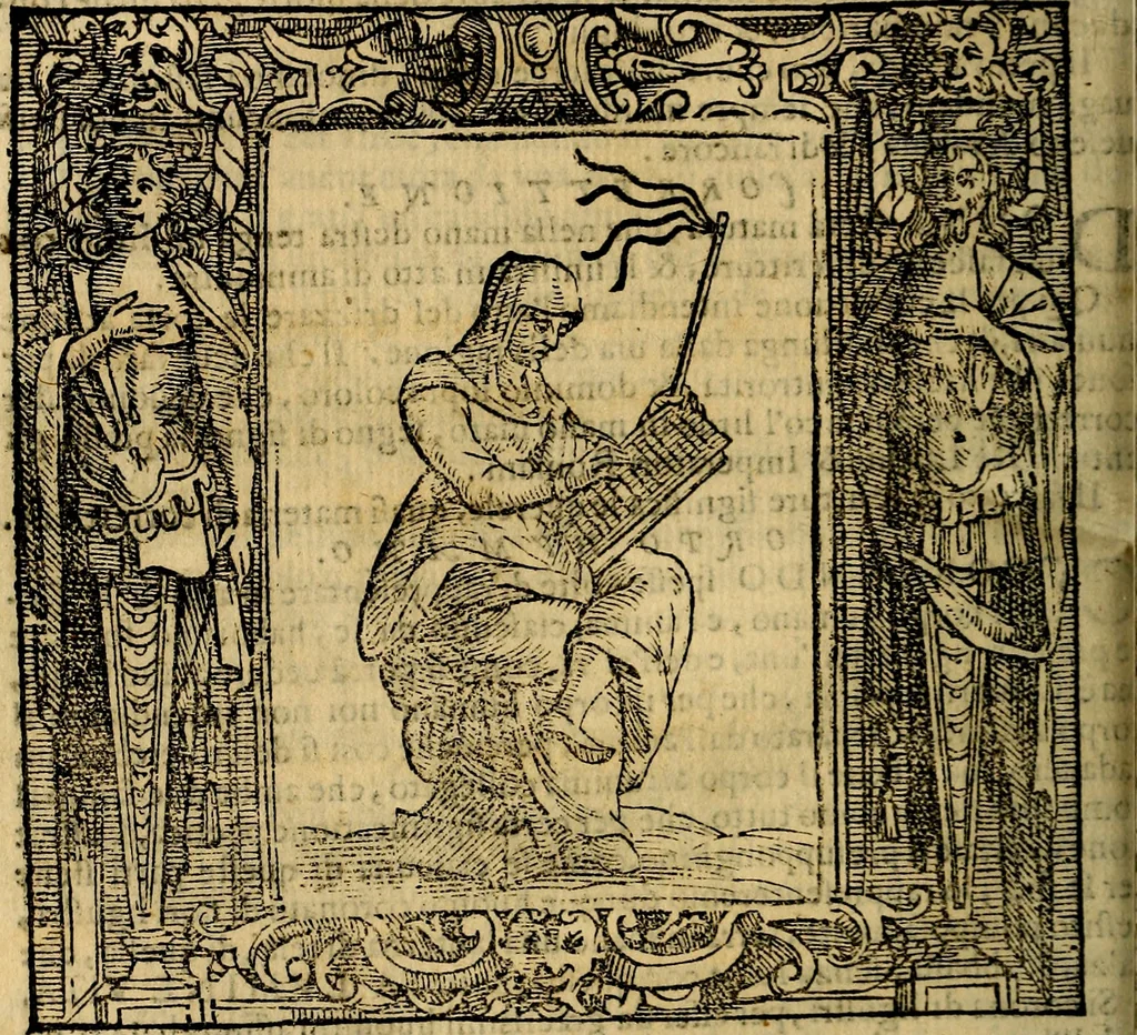 An illustration from Iconologia di Cesare Ripa Perugina ... Nella quale si descrivono diverse imagini di virtù, vitij, affetti, passioni humane, arti discipline, humori, elementi, corpi celesti, prouincie d'Italia, fiumi, tutte le parti del mondo, ed altre infinite materie. Opera utile ad oratori, predicatori, poeti pittori, sculptori, disegnatori, e ad ogni studioso, per inuentar concetti, emblemi, ed imprese, per diuisare qualsiuoglia appatato nuttiale, funerale, trionfale. Per rappresentar poemi drammatici, e per figurare co'suoi propij simboli ciò, che può cadere in pensiero humano. Ampliata ultimamente dallo stresso autore di CC. imagini, e erricchita di molti discorsi pieni di varia eruditione .., 1613, leaf 159