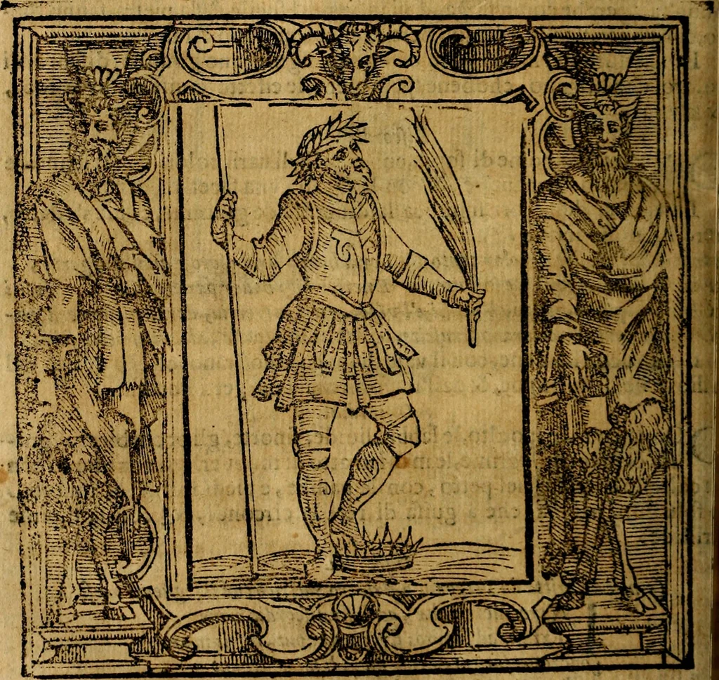 An illustration from Iconologia di Cesare Ripa Perugina ... Nella quale si descrivono diverse imagini di virtù, vitij, affetti, passioni humane, arti discipline, humori, elementi, corpi celesti, prouincie d'Italia, fiumi, tutte le parti del mondo, ed altre infinite materie. Opera utile ad oratori, predicatori, poeti pittori, sculptori, disegnatori, e ad ogni studioso, per inuentar concetti, emblemi, ed imprese, per diuisare qualsiuoglia appatato nuttiale, funerale, trionfale. Per rappresentar poemi drammatici, e per figurare co'suoi propij simboli ciò, che può cadere in pensiero humano. Ampliata ultimamente dallo stresso autore di CC. imagini, e erricchita di molti discorsi pieni di varia eruditione .., 1613, leaf 173