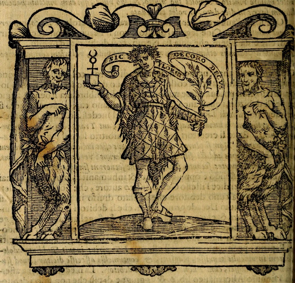 An illustration from Iconologia di Cesare Ripa Perugina ... Nella quale si descrivono diverse imagini di virtù, vitij, affetti, passioni humane, arti discipline, humori, elementi, corpi celesti, prouincie d'Italia, fiumi, tutte le parti del mondo, ed altre infinite materie. Opera utile ad oratori, predicatori, poeti pittori, sculptori, disegnatori, e ad ogni studioso, per inuentar concetti, emblemi, ed imprese, per diuisare qualsiuoglia appatato nuttiale, funerale, trionfale. Per rappresentar poemi drammatici, e per figurare co'suoi propij simboli ciò, che può cadere in pensiero humano. Ampliata ultimamente dallo stresso autore di CC. imagini, e erricchita di molti discorsi pieni di varia eruditione .., 1613, leaf 185