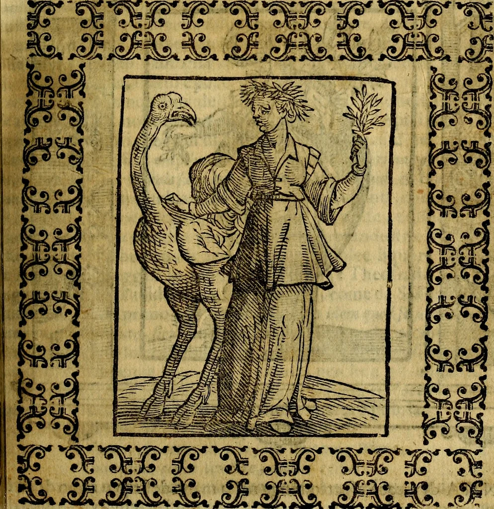 An illustration from Iconologia di Cesare Ripa Perugina ... Nella quale si descrivono diverse imagini di virtù, vitij, affetti, passioni humane, arti discipline, humori, elementi, corpi celesti, prouincie d'Italia, fiumi, tutte le parti del mondo, ed altre infinite materie. Opera utile ad oratori, predicatori, poeti pittori, sculptori, disegnatori, e ad ogni studioso, per inuentar concetti, emblemi, ed imprese, per diuisare qualsiuoglia appatato nuttiale, funerale, trionfale. Per rappresentar poemi drammatici, e per figurare co'suoi propij simboli ciò, che può cadere in pensiero humano. Ampliata ultimamente dallo stresso autore di CC. imagini, e erricchita di molti discorsi pieni di varia eruditione .., 1613, leaf 202