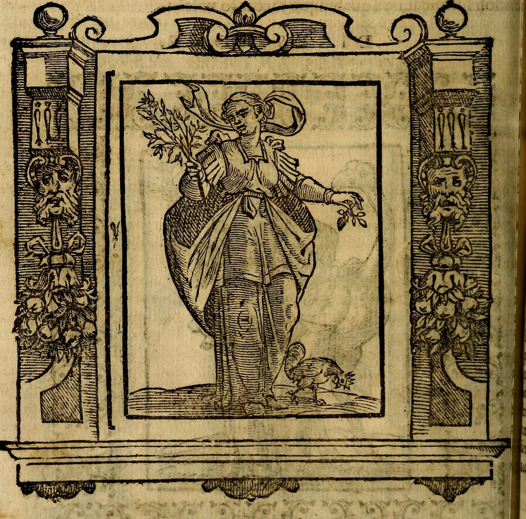 An illustration from Iconologia di Cesare Ripa Perugina ... Nella quale si descrivono diverse imagini di virtù, vitij, affetti, passioni humane, arti discipline, humori, elementi, corpi celesti, prouincie d'Italia, fiumi, tutte le parti del mondo, ed altre infinite materie. Opera utile ad oratori, predicatori, poeti pittori, sculptori, disegnatori, e ad ogni studioso, per inuentar concetti, emblemi, ed imprese, per diuisare qualsiuoglia appatato nuttiale, funerale, trionfale. Per rappresentar poemi drammatici, e per figurare co'suoi propij simboli ciò, che può cadere in pensiero humano. Ampliata ultimamente dallo stresso autore di CC. imagini, e erricchita di molti discorsi pieni di varia eruditione .., 1613, leaf 203