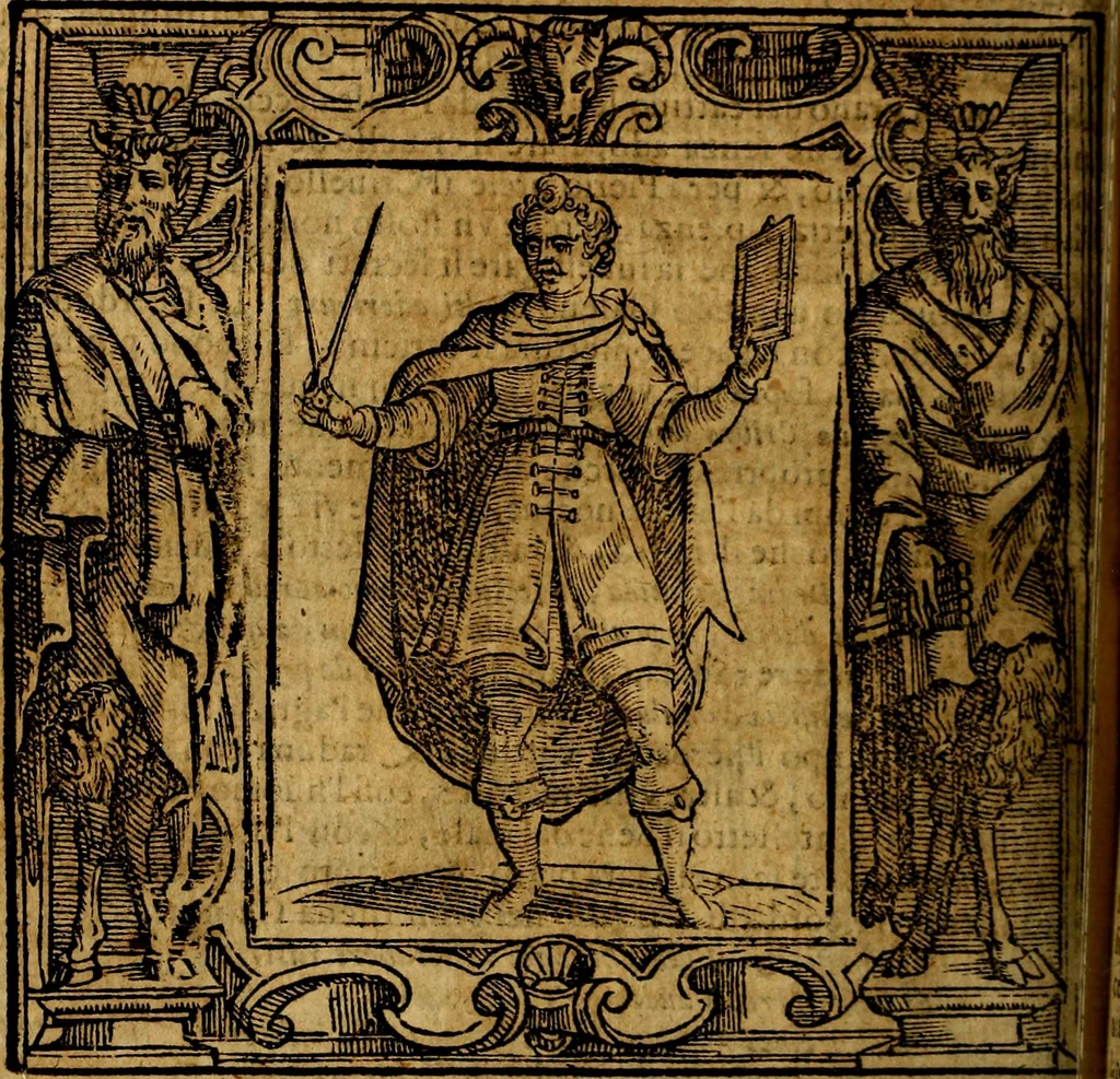 An illustration from Iconologia di Cesare Ripa Perugina ... Nella quale si descrivono diverse imagini di virtù, vitij, affetti, passioni humane, arti discipline, humori, elementi, corpi celesti, prouincie d'Italia, fiumi, tutte le parti del mondo, ed altre infinite materie. Opera utile ad oratori, predicatori, poeti pittori, sculptori, disegnatori, e ad ogni studioso, per inuentar concetti, emblemi, ed imprese, per diuisare qualsiuoglia appatato nuttiale, funerale, trionfale. Per rappresentar poemi drammatici, e per figurare co'suoi propij simboli ciò, che può cadere in pensiero humano. Ampliata ultimamente dallo stresso autore di CC. imagini, e erricchita di molti discorsi pieni di varia eruditione .., 1613, leaf 211