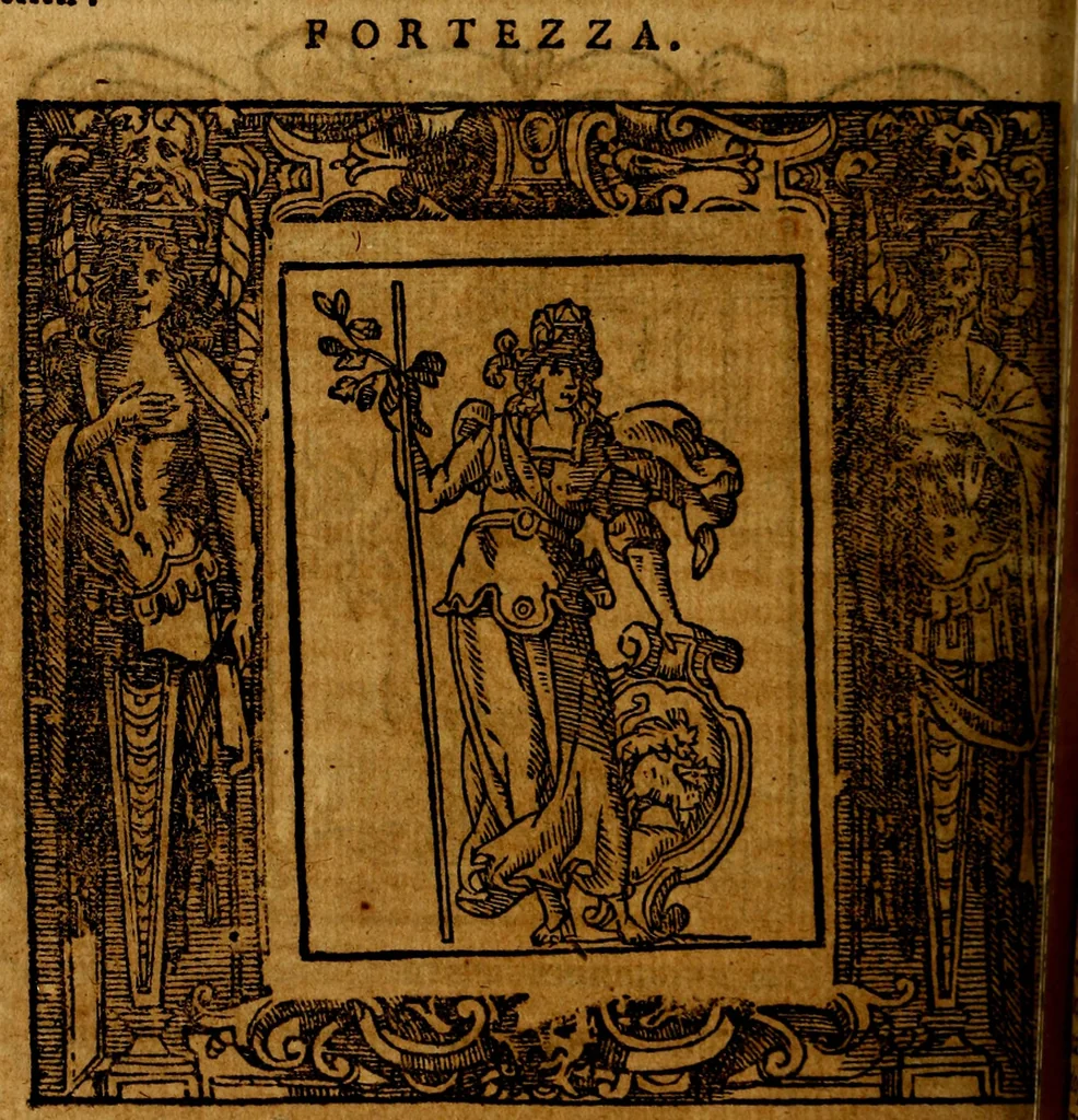 An illustration from Iconologia di Cesare Ripa Perugina ... Nella quale si descrivono diverse imagini di virtù, vitij, affetti, passioni humane, arti discipline, humori, elementi, corpi celesti, prouincie d'Italia, fiumi, tutte le parti del mondo, ed altre infinite materie. Opera utile ad oratori, predicatori, poeti pittori, sculptori, disegnatori, e ad ogni studioso, per inuentar concetti, emblemi, ed imprese, per diuisare qualsiuoglia appatato nuttiale, funerale, trionfale. Per rappresentar poemi drammatici, e per figurare co'suoi propij simboli ciò, che può cadere in pensiero humano. Ampliata ultimamente dallo stresso autore di CC. imagini, e erricchita di molti discorsi pieni di varia eruditione .., 1613, leaf 263