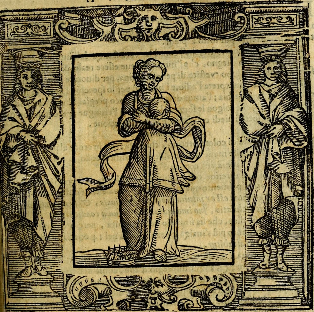 An illustration from Iconologia di Cesare Ripa Perugina ... Nella quale si descrivono diverse imagini di virtù, vitij, affetti, passioni humane, arti discipline, humori, elementi, corpi celesti, prouincie d'Italia, fiumi, tutte le parti del mondo, ed altre infinite materie. Opera utile ad oratori, predicatori, poeti pittori, sculptori, disegnatori, e ad ogni studioso, per inuentar concetti, emblemi, ed imprese, per diuisare qualsiuoglia appatato nuttiale, funerale, trionfale. Per rappresentar poemi drammatici, e per figurare co'suoi propij simboli ciò, che può cadere in pensiero humano. Ampliata ultimamente dallo stresso autore di CC. imagini, e erricchita di molti discorsi pieni di varia eruditione .., 1613, leaf 336