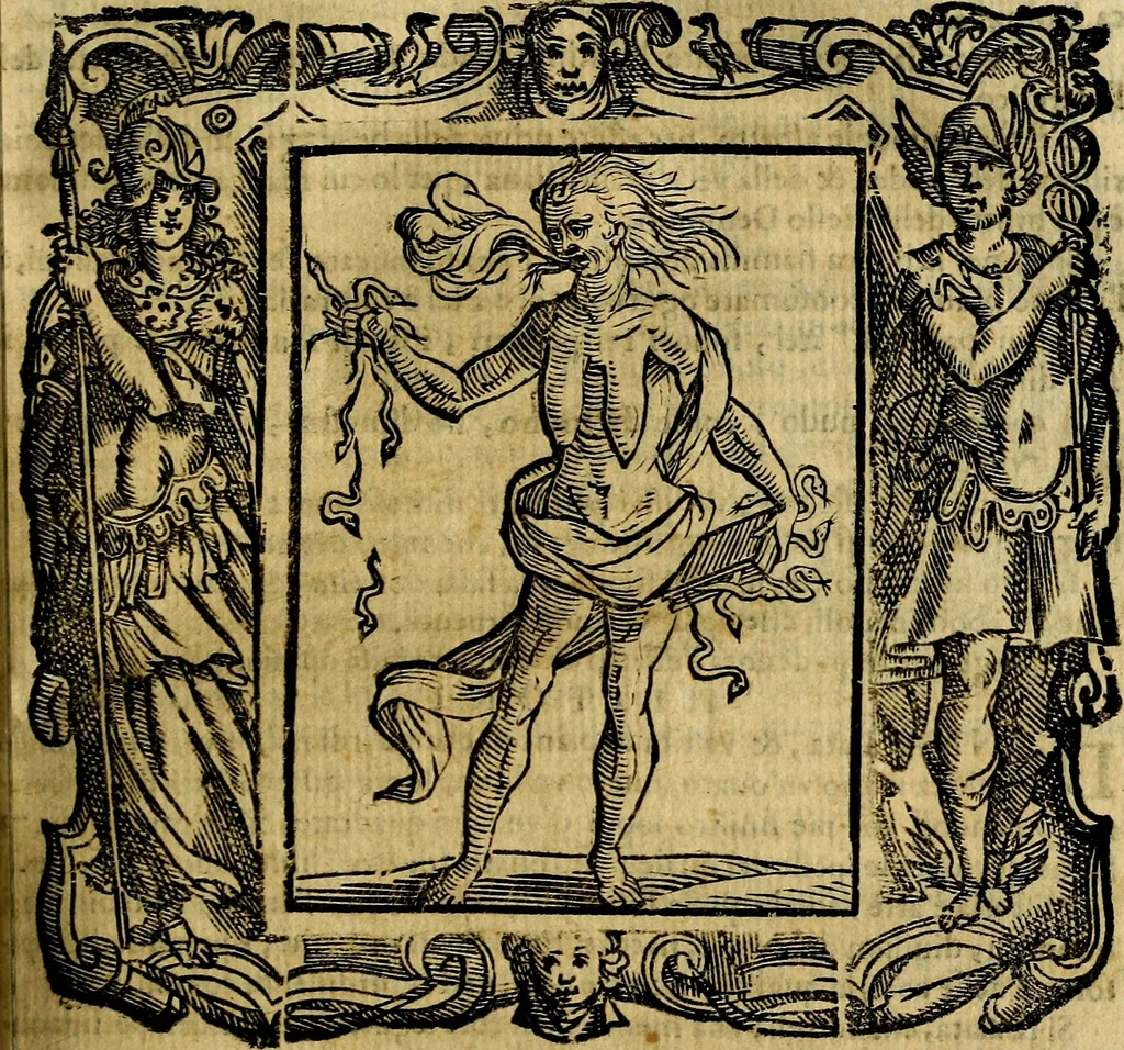 An illustration from Iconologia di Cesare Ripa Perugina ... Nella quale si descrivono diverse imagini di virtù, vitij, affetti, passioni humane, arti discipline, humori, elementi, corpi celesti, prouincie d'Italia, fiumi, tutte le parti del mondo, ed altre infinite materie. Opera utile ad oratori, predicatori, poeti pittori, sculptori, disegnatori, e ad ogni studioso, per inuentar concetti, emblemi, ed imprese, per diuisare qualsiuoglia appatato nuttiale, funerale, trionfale. Per rappresentar poemi drammatici, e per figurare co'suoi propij simboli ciò, che può cadere in pensiero humano. Ampliata ultimamente dallo stresso autore di CC. imagini, e erricchita di molti discorsi pieni di varia eruditione .., 1613, leaf 338