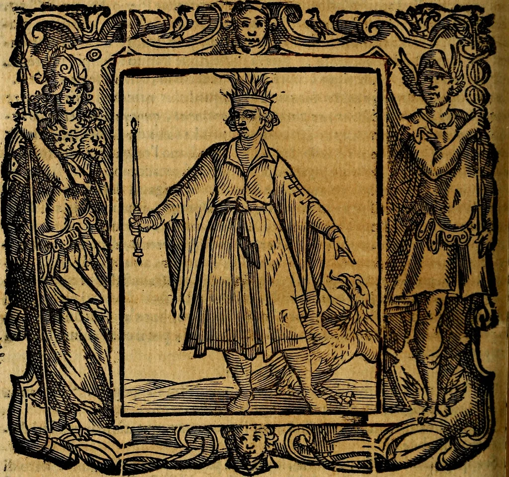 An illustration from Iconologia di Cesare Ripa Perugina ... Nella quale si descrivono diverse imagini di virtù, vitij, affetti, passioni humane, arti discipline, humori, elementi, corpi celesti, prouincie d'Italia, fiumi, tutte le parti del mondo, ed altre infinite materie. Opera utile ad oratori, predicatori, poeti pittori, sculptori, disegnatori, e ad ogni studioso, per inuentar concetti, emblemi, ed imprese, per diuisare qualsiuoglia appatato nuttiale, funerale, trionfale. Per rappresentar poemi drammatici, e per figurare co'suoi propij simboli ciò, che può cadere in pensiero humano. Ampliata ultimamente dallo stresso autore di CC. imagini, e erricchita di molti discorsi pieni di varia eruditione .., 1613, leaf 363