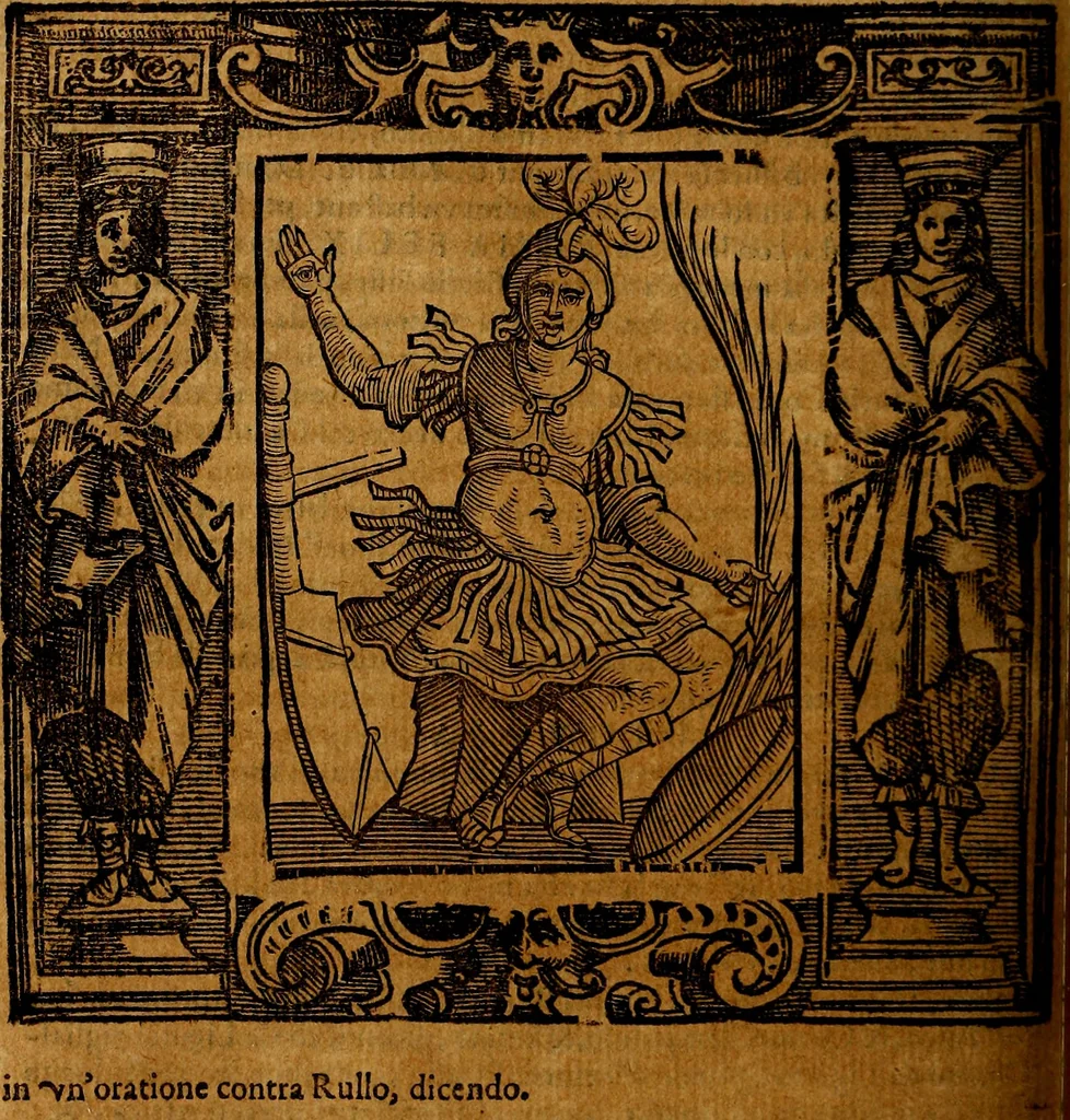 An illustration from Iconologia di Cesare Ripa Perugina ... Nella quale si descrivono diverse imagini di virtù, vitij, affetti, passioni humane, arti discipline, humori, elementi, corpi celesti, prouincie d'Italia, fiumi, tutte le parti del mondo, ed altre infinite materie. Opera utile ad oratori, predicatori, poeti pittori, sculptori, disegnatori, e ad ogni studioso, per inuentar concetti, emblemi, ed imprese, per diuisare qualsiuoglia appatato nuttiale, funerale, trionfale. Per rappresentar poemi drammatici, e per figurare co'suoi propij simboli ciò, che può cadere in pensiero humano. Ampliata ultimamente dallo stresso autore di CC. imagini, e erricchita di molti discorsi pieni di varia eruditione .., 1613, leaf 377