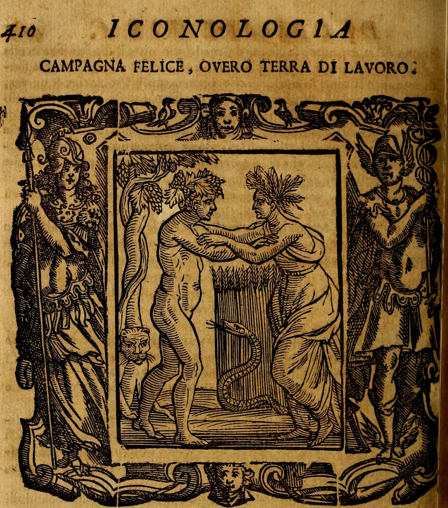 An illustration from Iconologia di Cesare Ripa Perugina ... Nella quale si descrivono diverse imagini di virtù, vitij, affetti, passioni humane, arti discipline, humori, elementi, corpi celesti, prouincie d'Italia, fiumi, tutte le parti del mondo, ed altre infinite materie. Opera utile ad oratori, predicatori, poeti pittori, sculptori, disegnatori, e ad ogni studioso, per inuentar concetti, emblemi, ed imprese, per diuisare qualsiuoglia appatato nuttiale, funerale, trionfale. Per rappresentar poemi drammatici, e per figurare co'suoi propij simboli ciò, che può cadere in pensiero humano. Ampliata ultimamente dallo stresso autore di CC. imagini, e erricchita di molti discorsi pieni di varia eruditione .., 1613, leaf 389