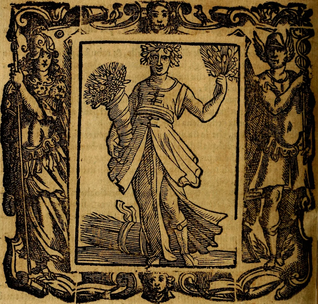 An illustration from Iconologia di Cesare Ripa Perugina ... Nella quale si descrivono diverse imagini di virtù, vitij, affetti, passioni humane, arti discipline, humori, elementi, corpi celesti, prouincie d'Italia, fiumi, tutte le parti del mondo, ed altre infinite materie. Opera utile ad oratori, predicatori, poeti pittori, sculptori, disegnatori, e ad ogni studioso, per inuentar concetti, emblemi, ed imprese, per diuisare qualsiuoglia appatato nuttiale, funerale, trionfale. Per rappresentar poemi drammatici, e per figurare co'suoi propij simboli ciò, che può cadere in pensiero humano. Ampliata ultimamente dallo stresso autore di CC. imagini, e erricchita di molti discorsi pieni di varia eruditione .., 1613, leaf 395