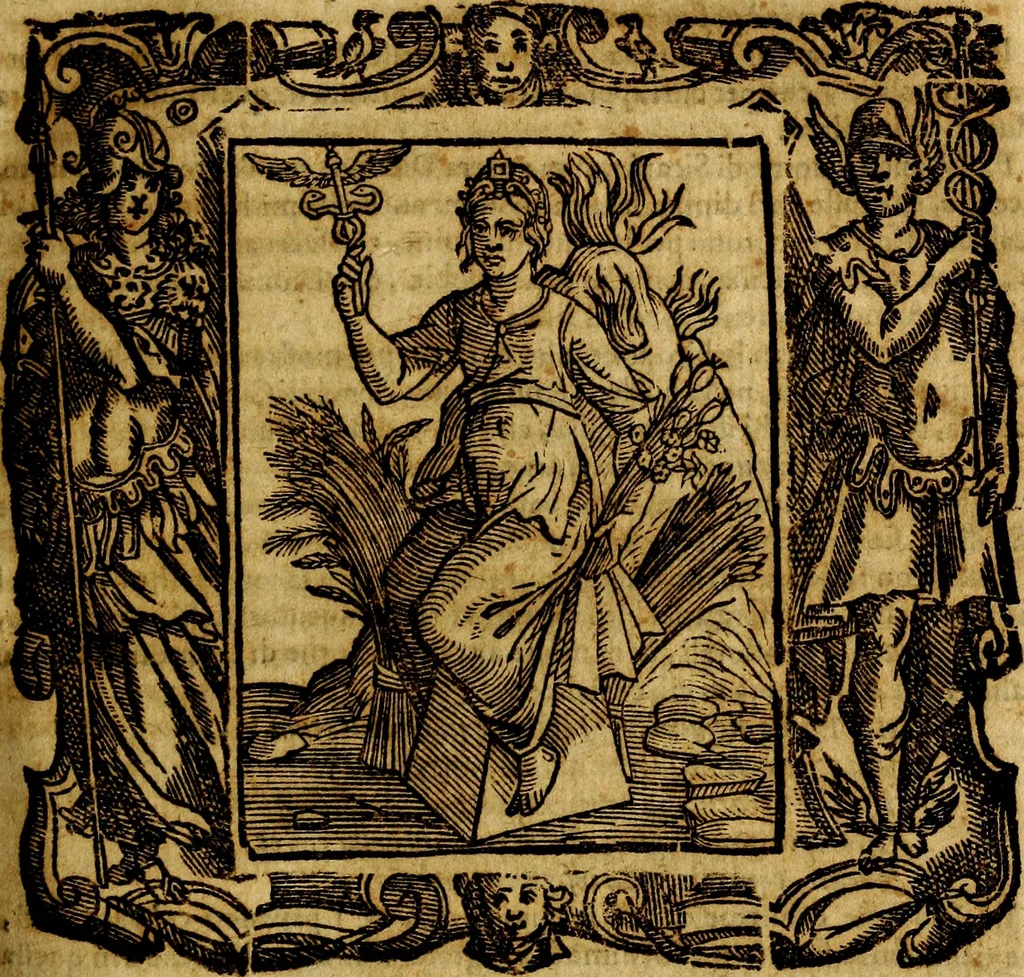 An illustration from Iconologia di Cesare Ripa Perugina ... Nella quale si descrivono diverse imagini di virtù, vitij, affetti, passioni humane, arti discipline, humori, elementi, corpi celesti, prouincie d'Italia, fiumi, tutte le parti del mondo, ed altre infinite materie. Opera utile ad oratori, predicatori, poeti pittori, sculptori, disegnatori, e ad ogni studioso, per inuentar concetti, emblemi, ed imprese, per diuisare qualsiuoglia appatato nuttiale, funerale, trionfale. Per rappresentar poemi drammatici, e per figurare co'suoi propij simboli ciò, che può cadere in pensiero humano. Ampliata ultimamente dallo stresso autore di CC. imagini, e erricchita di molti discorsi pieni di varia eruditione .., 1613, leaf 412
