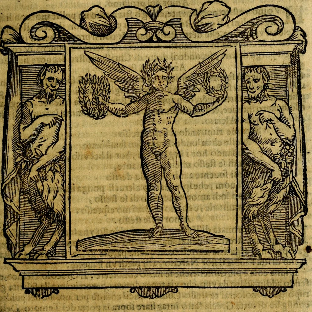 An illustration from Iconologia di Cesare Ripa Perugina ... Nella quale si descrivono diverse imagini di virtù, vitij, affetti, passioni humane, arti discipline, humori, elementi, corpi celesti, prouincie d'Italia, fiumi, tutte le parti del mondo, ed altre infinite materie. Opera utile ad oratori, predicatori, poeti pittori, sculptori, disegnatori, e ad ogni studioso, per inuentar concetti, emblemi, ed imprese, per diuisare qualsiuoglia appatato nuttiale, funerale, trionfale. Per rappresentar poemi drammatici, e per figurare co'suoi propij simboli ciò, che può cadere in pensiero humano. Ampliata ultimamente dallo stresso autore di CC. imagini, e erricchita di molti discorsi pieni di varia eruditione .., 1613, leaf 42