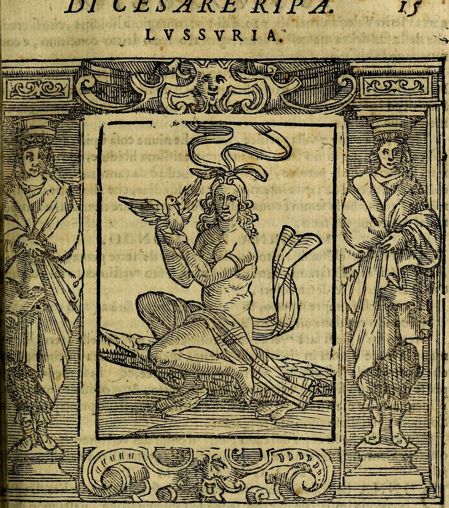 An illustration from Iconologia di Cesare Ripa Perugina ... Nella quale si descrivono diverse imagini di virtù, vitij, affetti, passioni humane, arti discipline, humori, elementi, corpi celesti, prouincie d'Italia, fiumi, tutte le parti del mondo, ed altre infinite materie. Opera utile ad oratori, predicatori, poeti pittori, sculptori, disegnatori, e ad ogni studioso, per inuentar concetti, emblemi, ed imprese, per diuisare qualsiuoglia appatato nuttiale, funerale, trionfale. Per rappresentar poemi drammatici, e per figurare co'suoi propij simboli ciò, che può cadere in pensiero humano. Ampliata ultimamente dallo stresso autore di CC. imagini, e erricchita di molti discorsi pieni di varia eruditione .., 1613, leaf 430