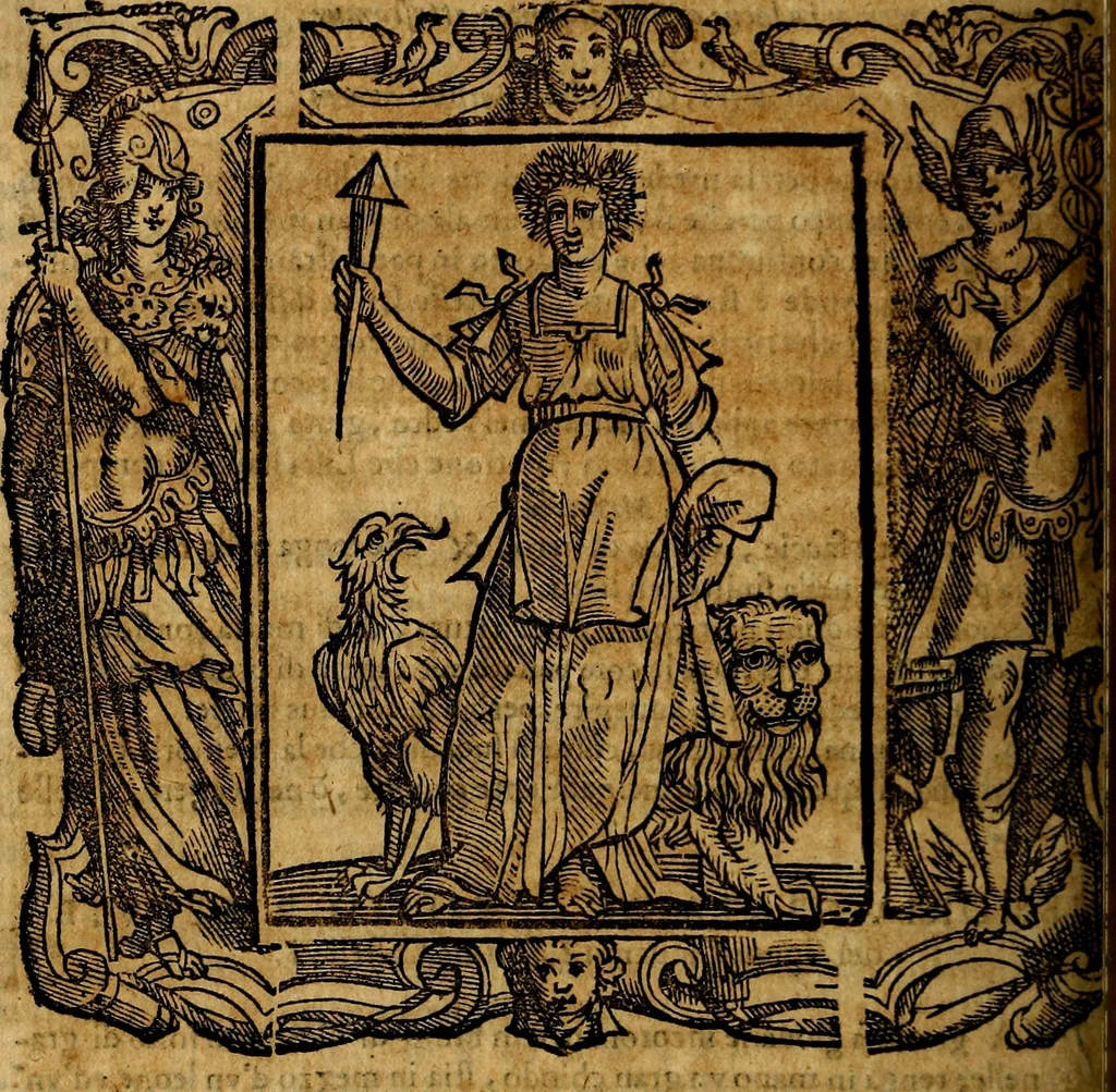 An illustration from Iconologia di Cesare Ripa Perugina ... Nella quale si descrivono diverse imagini di virtù, vitij, affetti, passioni humane, arti discipline, humori, elementi, corpi celesti, prouincie d'Italia, fiumi, tutte le parti del mondo, ed altre infinite materie. Opera utile ad oratori, predicatori, poeti pittori, sculptori, disegnatori, e ad ogni studioso, per inuentar concetti, emblemi, ed imprese, per diuisare qualsiuoglia appatato nuttiale, funerale, trionfale. Per rappresentar poemi drammatici, e per figurare co'suoi propij simboli ciò, che può cadere in pensiero humano. Ampliata ultimamente dallo stresso autore di CC. imagini, e erricchita di molti discorsi pieni di varia eruditione .., 1613, leaf 445
