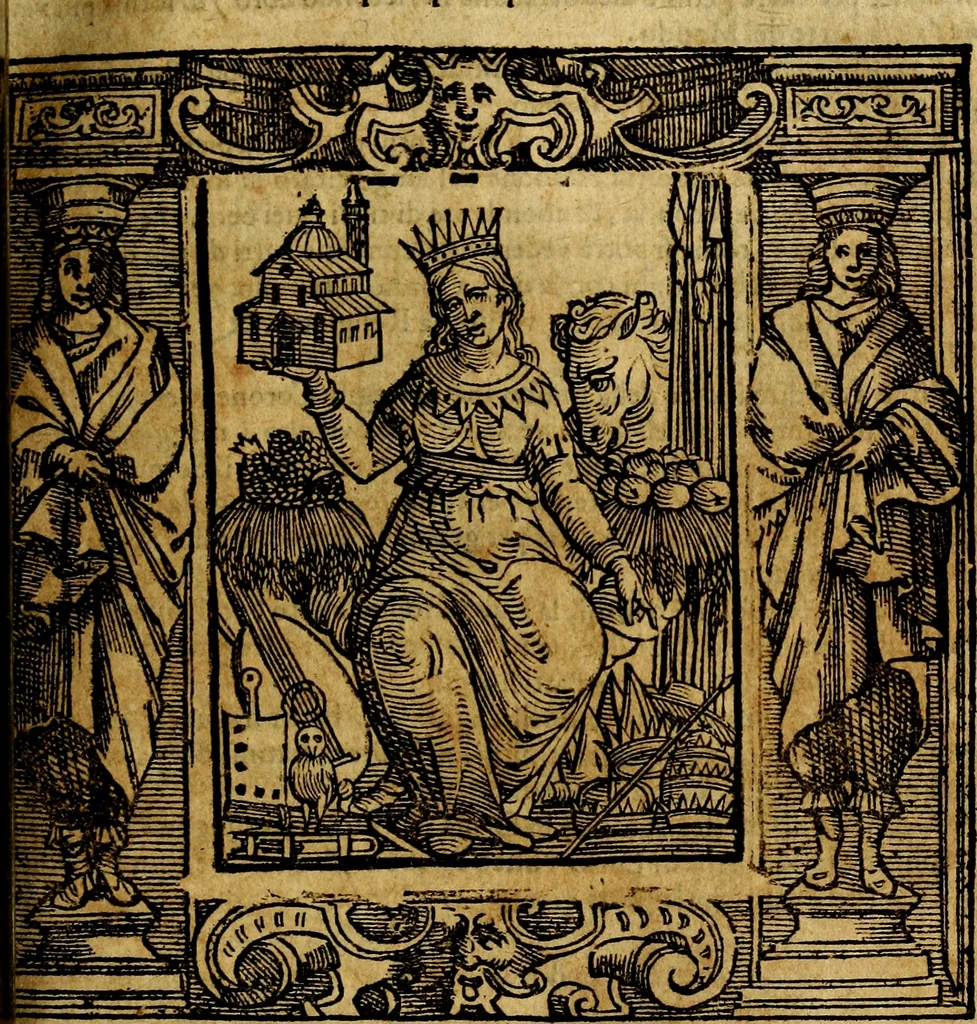 An illustration from Iconologia di Cesare Ripa Perugina ... Nella quale si descrivono diverse imagini di virtù, vitij, affetti, passioni humane, arti discipline, humori, elementi, corpi celesti, prouincie d'Italia, fiumi, tutte le parti del mondo, ed altre infinite materie. Opera utile ad oratori, predicatori, poeti pittori, sculptori, disegnatori, e ad ogni studioso, per inuentar concetti, emblemi, ed imprese, per diuisare qualsiuoglia appatato nuttiale, funerale, trionfale. Per rappresentar poemi drammatici, e per figurare co'suoi propij simboli ciò, che può cadere in pensiero humano. Ampliata ultimamente dallo stresso autore di CC. imagini, e erricchita di molti discorsi pieni di varia eruditione .., 1613, leaf 478