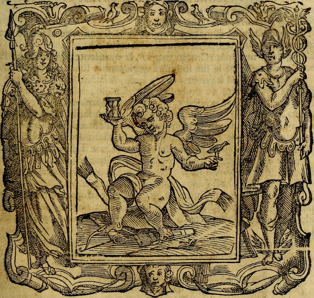 An illustration from Iconologia di Cesare Ripa Perugina ... Nella quale si descrivono diverse imagini di virtù, vitij, affetti, passioni humane, arti discipline, humori, elementi, corpi celesti, prouincie d'Italia, fiumi, tutte le parti del mondo, ed altre infinite materie. Opera utile ad oratori, predicatori, poeti pittori, sculptori, disegnatori, e ad ogni studioso, per inuentar concetti, emblemi, ed imprese, per diuisare qualsiuoglia appatato nuttiale, funerale, trionfale. Per rappresentar poemi drammatici, e per figurare co'suoi propij simboli ciò, che può cadere in pensiero humano. Ampliata ultimamente dallo stresso autore di CC. imagini, e erricchita di molti discorsi pieni di varia eruditione .., 1613, leaf 48