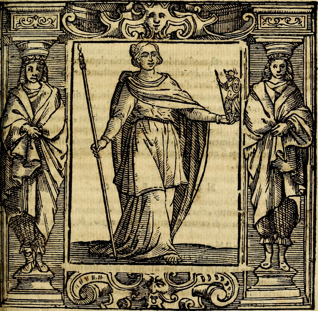 An illustration from Iconologia di Cesare Ripa Perugina ... Nella quale si descrivono diverse imagini di virtù, vitij, affetti, passioni humane, arti discipline, humori, elementi, corpi celesti, prouincie d'Italia, fiumi, tutte le parti del mondo, ed altre infinite materie. Opera utile ad oratori, predicatori, poeti pittori, sculptori, disegnatori, e ad ogni studioso, per inuentar concetti, emblemi, ed imprese, per diuisare qualsiuoglia appatato nuttiale, funerale, trionfale. Per rappresentar poemi drammatici, e per figurare co'suoi propij simboli ciò, che può cadere in pensiero humano. Ampliata ultimamente dallo stresso autore di CC. imagini, e erricchita di molti discorsi pieni di varia eruditione .., 1613, leaf 504