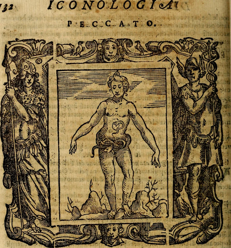 An illustration from Iconologia di Cesare Ripa Perugina ... Nella quale si descrivono diverse imagini di virtù, vitij, affetti, passioni humane, arti discipline, humori, elementi, corpi celesti, prouincie d'Italia, fiumi, tutte le parti del mondo, ed altre infinite materie. Opera utile ad oratori, predicatori, poeti pittori, sculptori, disegnatori, e ad ogni studioso, per inuentar concetti, emblemi, ed imprese, per diuisare qualsiuoglia appatato nuttiale, funerale, trionfale. Per rappresentar poemi drammatici, e per figurare co'suoi propij simboli ciò, che può cadere in pensiero humano. Ampliata ultimamente dallo stresso autore di CC. imagini, e erricchita di molti discorsi pieni di varia eruditione .., 1613, leaf 547