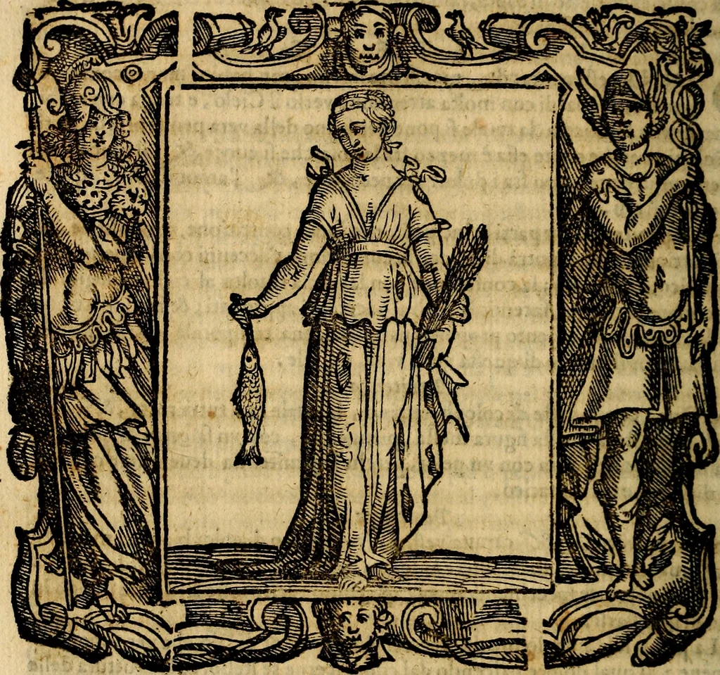 An illustration from Iconologia di Cesare Ripa Perugina ... Nella quale si descrivono diverse imagini di virtù, vitij, affetti, passioni humane, arti discipline, humori, elementi, corpi celesti, prouincie d'Italia, fiumi, tutte le parti del mondo, ed altre infinite materie. Opera utile ad oratori, predicatori, poeti pittori, sculptori, disegnatori, e ad ogni studioso, per inuentar concetti, emblemi, ed imprese, per diuisare qualsiuoglia appatato nuttiale, funerale, trionfale. Per rappresentar poemi drammatici, e per figurare co'suoi propij simboli ciò, che può cadere in pensiero humano. Ampliata ultimamente dallo stresso autore di CC. imagini, e erricchita di molti discorsi pieni di varia eruditione .., 1613, leaf 553