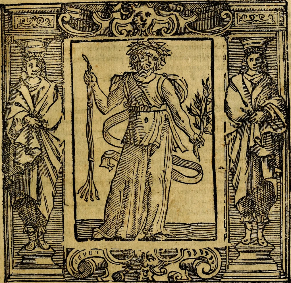 An illustration from Iconologia di Cesare Ripa Perugina ... Nella quale si descrivono diverse imagini di virtù, vitij, affetti, passioni humane, arti discipline, humori, elementi, corpi celesti, prouincie d'Italia, fiumi, tutte le parti del mondo, ed altre infinite materie. Opera utile ad oratori, predicatori, poeti pittori, sculptori, disegnatori, e ad ogni studioso, per inuentar concetti, emblemi, ed imprese, per diuisare qualsiuoglia appatato nuttiale, funerale, trionfale. Per rappresentar poemi drammatici, e per figurare co'suoi propij simboli ciò, che può cadere in pensiero humano. Ampliata ultimamente dallo stresso autore di CC. imagini, e erricchita di molti discorsi pieni di varia eruditione .., 1613, leaf 588