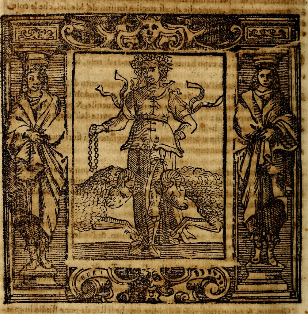 An illustration from Iconologia di Cesare Ripa Perugina ... Nella quale si descrivono diverse imagini di virtù, vitij, affetti, passioni humane, arti discipline, humori, elementi, corpi celesti, prouincie d'Italia, fiumi, tutte le parti del mondo, ed altre infinite materie. Opera utile ad oratori, predicatori, poeti pittori, sculptori, disegnatori, e ad ogni studioso, per inuentar concetti, emblemi, ed imprese, per diuisare qualsiuoglia appatato nuttiale, funerale, trionfale. Per rappresentar poemi drammatici, e per figurare co'suoi propij simboli ciò, che può cadere in pensiero humano. Ampliata ultimamente dallo stresso autore di CC. imagini, e erricchita di molti discorsi pieni di varia eruditione .., 1613, leaf 615