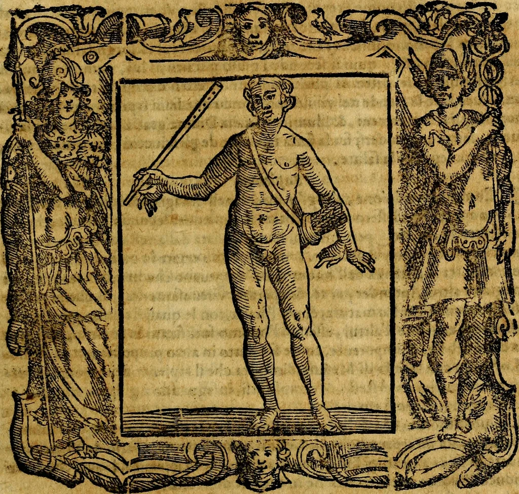 An illustration from Iconologia di Cesare Ripa Perugina ... Nella quale si descrivono diverse imagini di virtù, vitij, affetti, passioni humane, arti discipline, humori, elementi, corpi celesti, prouincie d'Italia, fiumi, tutte le parti del mondo, ed altre infinite materie. Opera utile ad oratori, predicatori, poeti pittori, sculptori, disegnatori, e ad ogni studioso, per inuentar concetti, emblemi, ed imprese, per diuisare qualsiuoglia appatato nuttiale, funerale, trionfale. Per rappresentar poemi drammatici, e per figurare co'suoi propij simboli ciò, che può cadere in pensiero humano. Ampliata ultimamente dallo stresso autore di CC. imagini, e erricchita di molti discorsi pieni di varia eruditione .., 1613, leaf 622