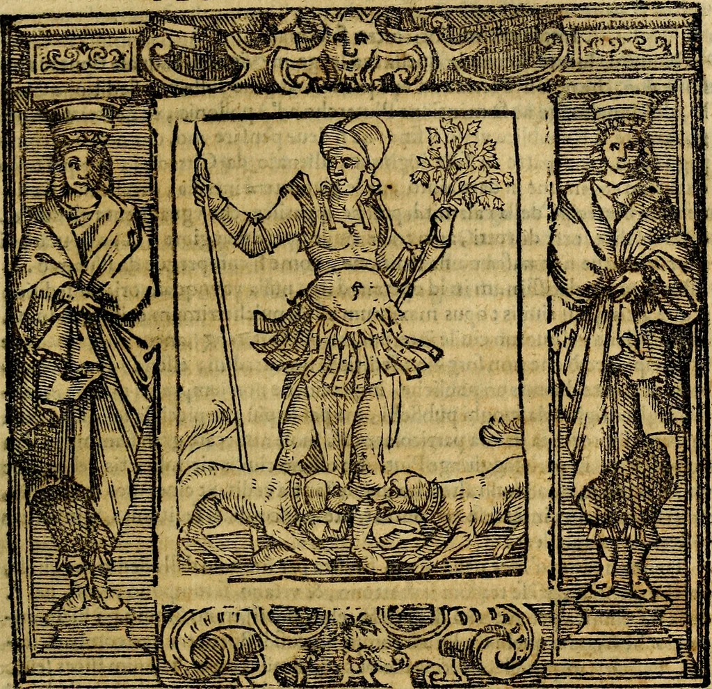 An illustration from Iconologia di Cesare Ripa Perugina ... Nella quale si descrivono diverse imagini di virtù, vitij, affetti, passioni humane, arti discipline, humori, elementi, corpi celesti, prouincie d'Italia, fiumi, tutte le parti del mondo, ed altre infinite materie. Opera utile ad oratori, predicatori, poeti pittori, sculptori, disegnatori, e ad ogni studioso, per inuentar concetti, emblemi, ed imprese, per diuisare qualsiuoglia appatato nuttiale, funerale, trionfale. Per rappresentar poemi drammatici, e per figurare co'suoi propij simboli ciò, che può cadere in pensiero humano. Ampliata ultimamente dallo stresso autore di CC. imagini, e erricchita di molti discorsi pieni di varia eruditione .., 1613, leaf 636