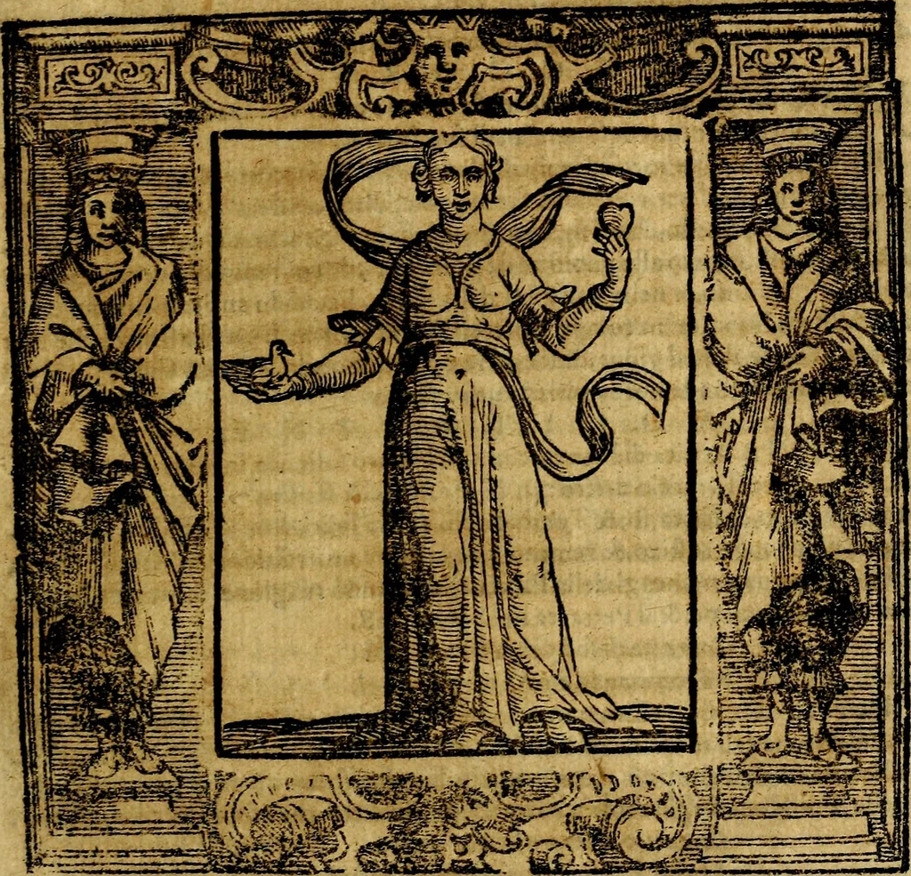 An illustration from Iconologia di Cesare Ripa Perugina ... Nella quale si descrivono diverse imagini di virtù, vitij, affetti, passioni humane, arti discipline, humori, elementi, corpi celesti, prouincie d'Italia, fiumi, tutte le parti del mondo, ed altre infinite materie. Opera utile ad oratori, predicatori, poeti pittori, sculptori, disegnatori, e ad ogni studioso, per inuentar concetti, emblemi, ed imprese, per diuisare qualsiuoglia appatato nuttiale, funerale, trionfale. Per rappresentar poemi drammatici, e per figurare co'suoi propij simboli ciò, che può cadere in pensiero humano. Ampliata ultimamente dallo stresso autore di CC. imagini, e erricchita di molti discorsi pieni di varia eruditione .., 1613, leaf 652