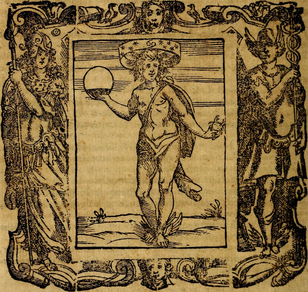 An illustration from Iconologia di Cesare Ripa Perugina ... Nella quale si descrivono diverse imagini di virtù, vitij, affetti, passioni humane, arti discipline, humori, elementi, corpi celesti, prouincie d'Italia, fiumi, tutte le parti del mondo, ed altre infinite materie. Opera utile ad oratori, predicatori, poeti pittori, sculptori, disegnatori, e ad ogni studioso, per inuentar concetti, emblemi, ed imprese, per diuisare qualsiuoglia appatato nuttiale, funerale, trionfale. Per rappresentar poemi drammatici, e per figurare co'suoi propij simboli ciò, che può cadere in pensiero humano. Ampliata ultimamente dallo stresso autore di CC. imagini, e erricchita di molti discorsi pieni di varia eruditione .., 1613, leaf 655