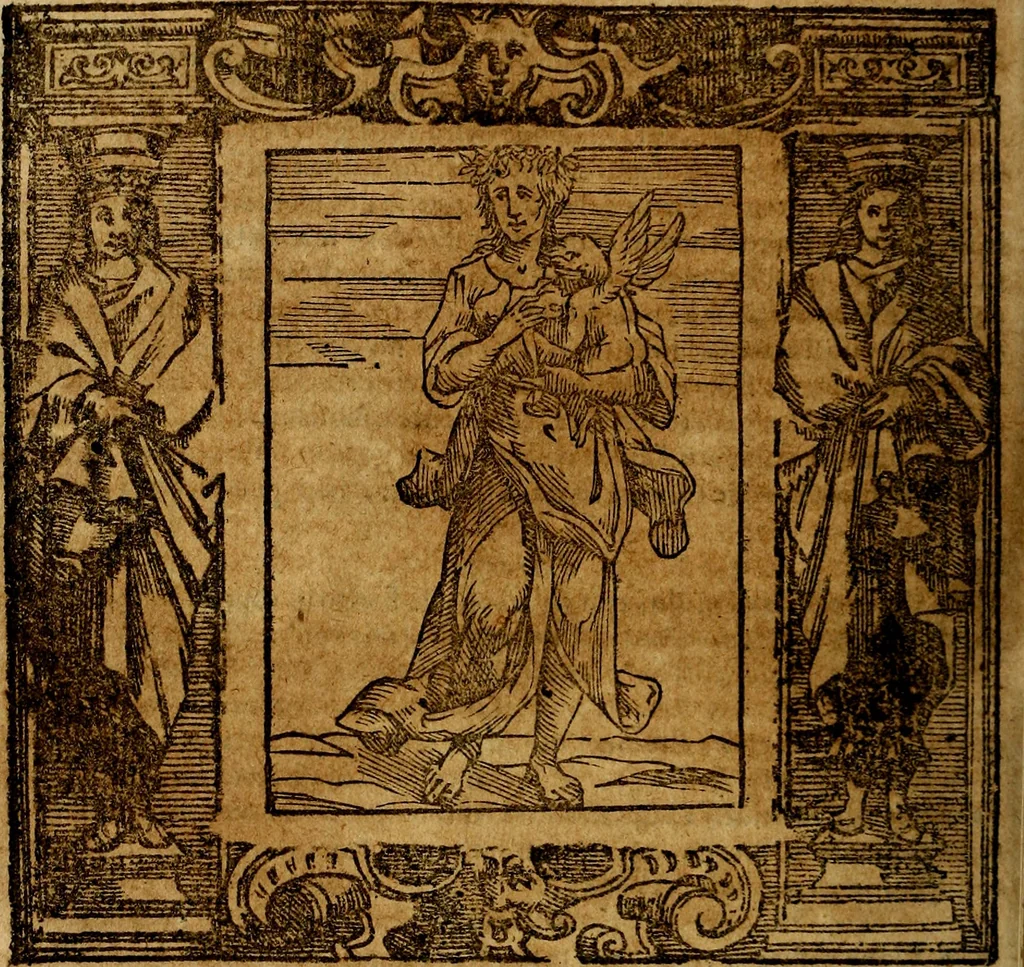 An illustration from Iconologia di Cesare Ripa Perugina ... Nella quale si descrivono diverse imagini di virtù, vitij, affetti, passioni humane, arti discipline, humori, elementi, corpi celesti, prouincie d'Italia, fiumi, tutte le parti del mondo, ed altre infinite materie. Opera utile ad oratori, predicatori, poeti pittori, sculptori, disegnatori, e ad ogni studioso, per inuentar concetti, emblemi, ed imprese, per diuisare qualsiuoglia appatato nuttiale, funerale, trionfale. Per rappresentar poemi drammatici, e per figurare co'suoi propij simboli ciò, che può cadere in pensiero humano. Ampliata ultimamente dallo stresso autore di CC. imagini, e erricchita di molti discorsi pieni di varia eruditione .., 1613, leaf 665