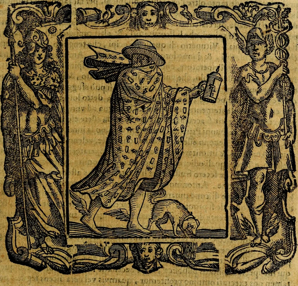 An illustration from Iconologia di Cesare Ripa Perugina ... Nella quale si descrivono diverse imagini di virtù, vitij, affetti, passioni humane, arti discipline, humori, elementi, corpi celesti, prouincie d'Italia, fiumi, tutte le parti del mondo, ed altre infinite materie. Opera utile ad oratori, predicatori, poeti pittori, sculptori, disegnatori, e ad ogni studioso, per inuentar concetti, emblemi, ed imprese, per diuisare qualsiuoglia appatato nuttiale, funerale, trionfale. Per rappresentar poemi drammatici, e per figurare co'suoi propij simboli ciò, che può cadere in pensiero humano. Ampliata ultimamente dallo stresso autore di CC. imagini, e erricchita di molti discorsi pieni di varia eruditione .., 1613, leaf 668