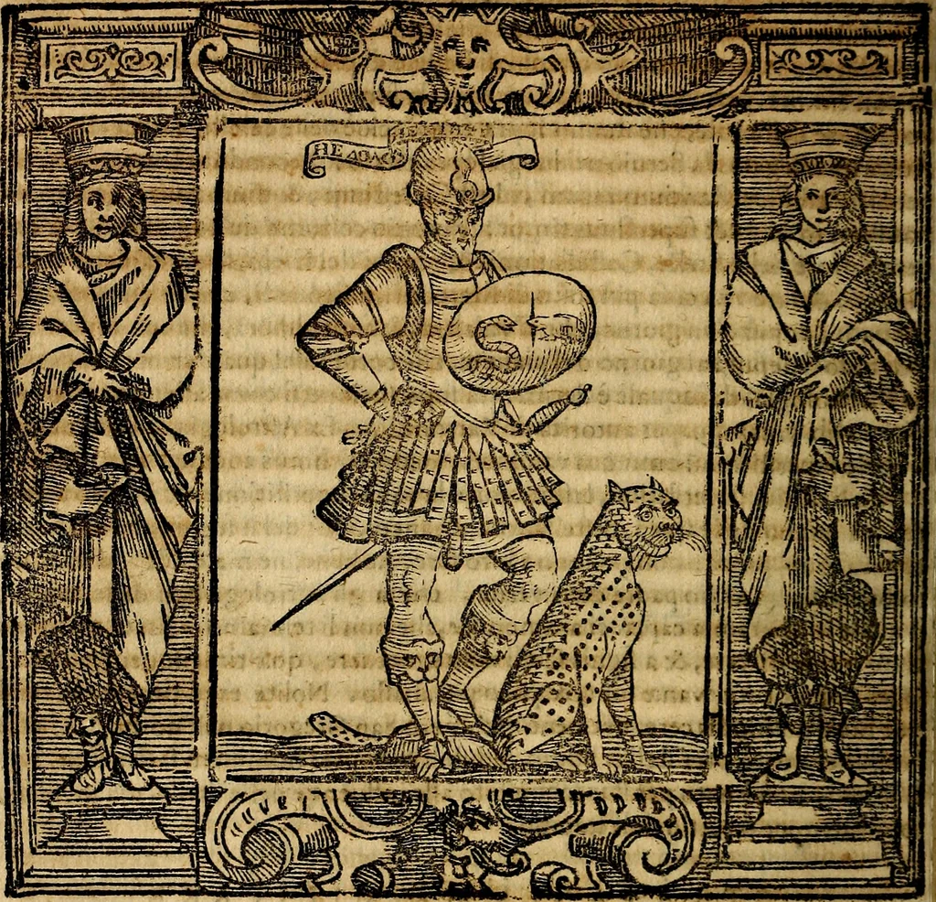An illustration from Iconologia di Cesare Ripa Perugina ... Nella quale si descrivono diverse imagini di virtù, vitij, affetti, passioni humane, arti discipline, humori, elementi, corpi celesti, prouincie d'Italia, fiumi, tutte le parti del mondo, ed altre infinite materie. Opera utile ad oratori, predicatori, poeti pittori, sculptori, disegnatori, e ad ogni studioso, per inuentar concetti, emblemi, ed imprese, per diuisare qualsiuoglia appatato nuttiale, funerale, trionfale. Per rappresentar poemi drammatici, e per figurare co'suoi propij simboli ciò, che può cadere in pensiero humano. Ampliata ultimamente dallo stresso autore di CC. imagini, e erricchita di molti discorsi pieni di varia eruditione .., 1613, leaf 701