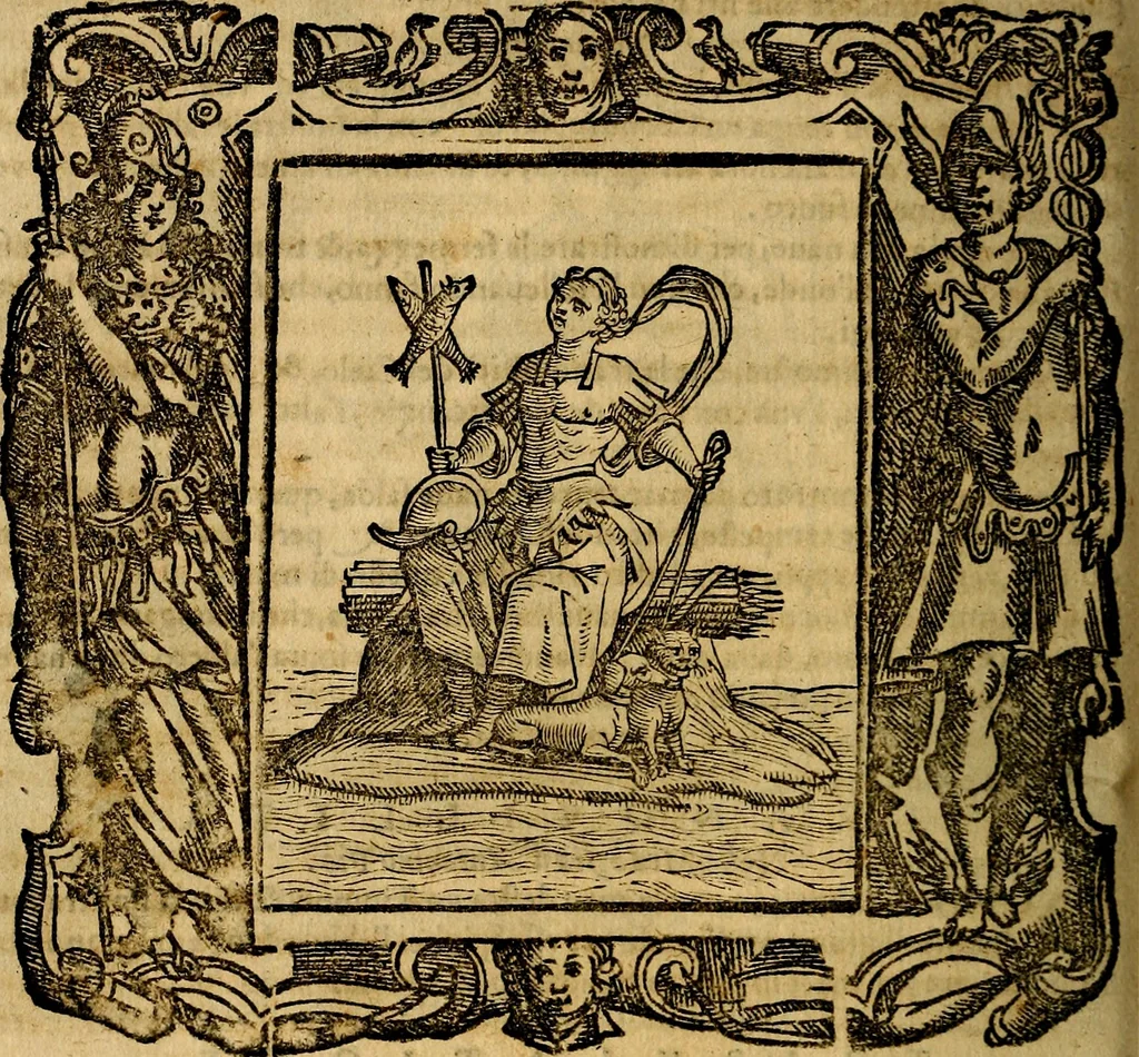 An illustration from Iconologia di Cesare Ripa Perugina ... Nella quale si descrivono diverse imagini di virtù, vitij, affetti, passioni humane, arti discipline, humori, elementi, corpi celesti, prouincie d'Italia, fiumi, tutte le parti del mondo, ed altre infinite materie. Opera utile ad oratori, predicatori, poeti pittori, sculptori, disegnatori, e ad ogni studioso, per inuentar concetti, emblemi, ed imprese, per diuisare qualsiuoglia appatato nuttiale, funerale, trionfale. Per rappresentar poemi drammatici, e per figurare co'suoi propij simboli ciò, che può cadere in pensiero humano. Ampliata ultimamente dallo stresso autore di CC. imagini, e erricchita di molti discorsi pieni di varia eruditione .., 1613, leaf 723
