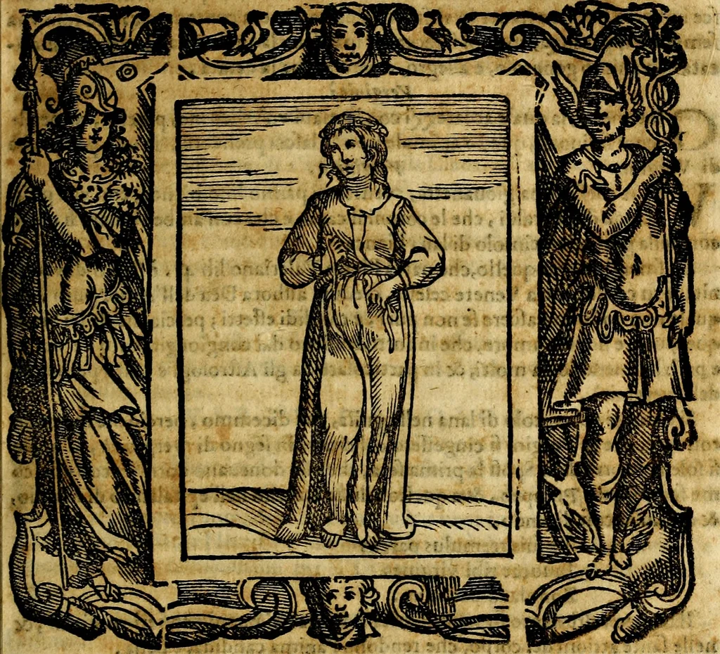 An illustration from Iconologia di Cesare Ripa Perugina ... Nella quale si descrivono diverse imagini di virtù, vitij, affetti, passioni humane, arti discipline, humori, elementi, corpi celesti, prouincie d'Italia, fiumi, tutte le parti del mondo, ed altre infinite materie. Opera utile ad oratori, predicatori, poeti pittori, sculptori, disegnatori, e ad ogni studioso, per inuentar concetti, emblemi, ed imprese, per diuisare qualsiuoglia appatato nuttiale, funerale, trionfale. Per rappresentar poemi drammatici, e per figurare co'suoi propij simboli ciò, che può cadere in pensiero humano. Ampliata ultimamente dallo stresso autore di CC. imagini, e erricchita di molti discorsi pieni di varia eruditione .., 1613, leaf 766