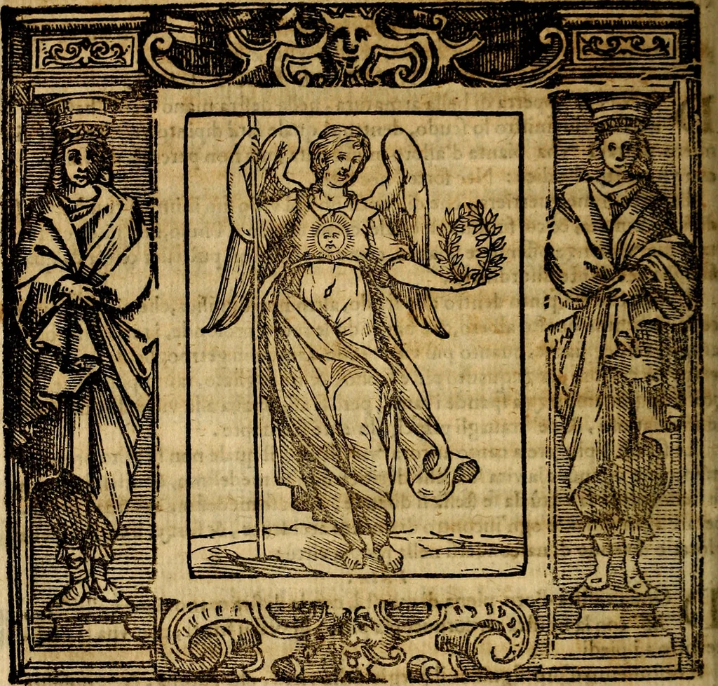 An illustration from Iconologia di Cesare Ripa Perugina ... Nella quale si descrivono diverse imagini di virtù, vitij, affetti, passioni humane, arti discipline, humori, elementi, corpi celesti, prouincie d'Italia, fiumi, tutte le parti del mondo, ed altre infinite materie. Opera utile ad oratori, predicatori, poeti pittori, sculptori, disegnatori, e ad ogni studioso, per inuentar concetti, emblemi, ed imprese, per diuisare qualsiuoglia appatato nuttiale, funerale, trionfale. Per rappresentar poemi drammatici, e per figurare co'suoi propij simboli ciò, che può cadere in pensiero humano. Ampliata ultimamente dallo stresso autore di CC. imagini, e erricchita di molti discorsi pieni di varia eruditione .., 1613, leaf 771