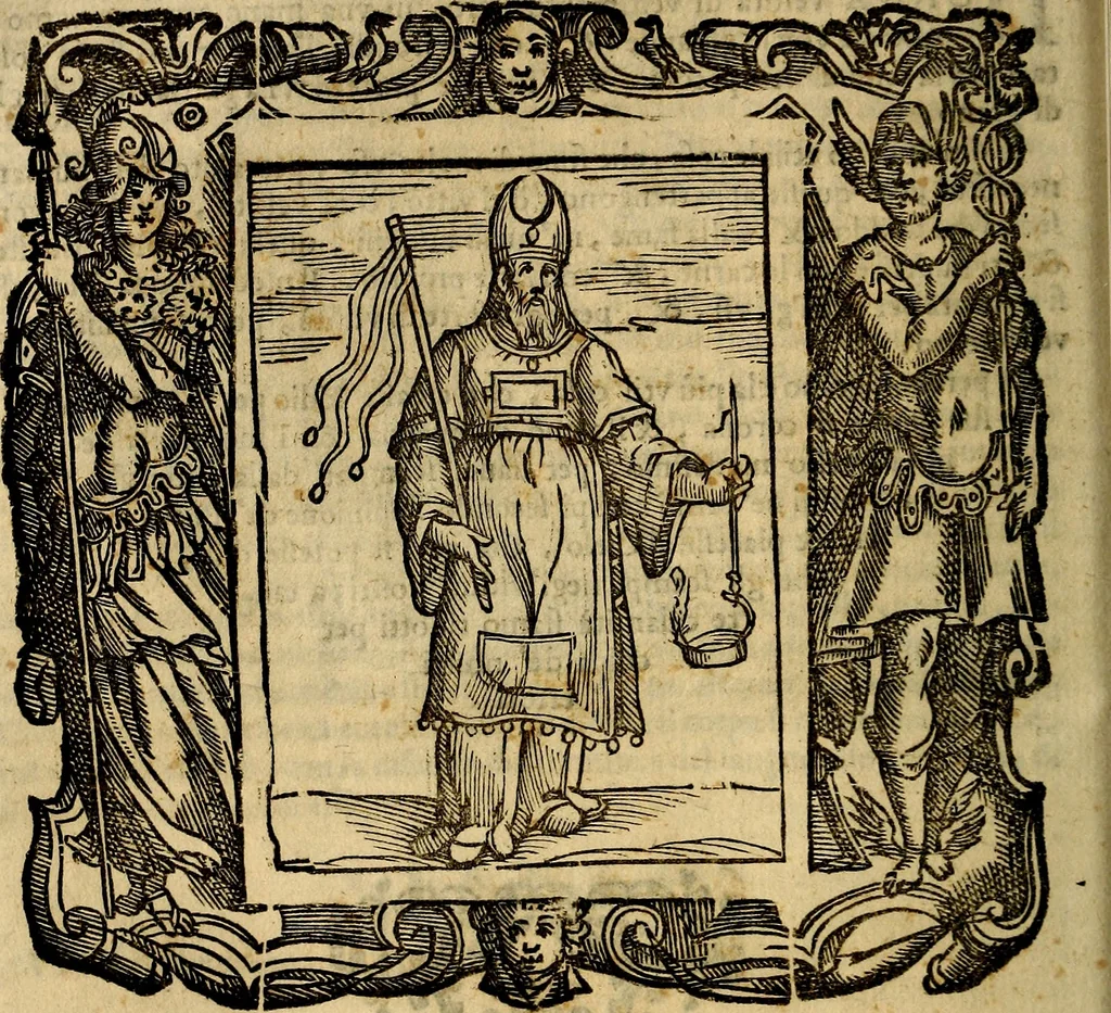 An illustration from Iconologia di Cesare Ripa Perugina ... Nella quale si descrivono diverse imagini di virtù, vitij, affetti, passioni humane, arti discipline, humori, elementi, corpi celesti, prouincie d'Italia, fiumi, tutte le parti del mondo, ed altre infinite materie. Opera utile ad oratori, predicatori, poeti pittori, sculptori, disegnatori, e ad ogni studioso, per inuentar concetti, emblemi, ed imprese, per diuisare qualsiuoglia appatato nuttiale, funerale, trionfale. Per rappresentar poemi drammatici, e per figurare co'suoi propij simboli ciò, che può cadere in pensiero humano. Ampliata ultimamente dallo stresso autore di CC. imagini, e erricchita di molti discorsi pieni di varia eruditione .., 1613, leaf 793