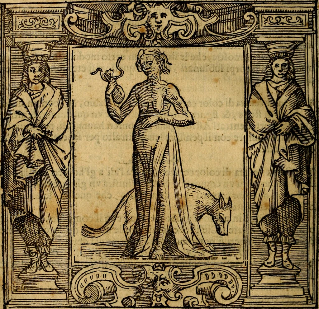An illustration from Iconologia di Cesare Ripa Perugina ... Nella quale si descrivono diverse imagini di virtù, vitij, affetti, passioni humane, arti discipline, humori, elementi, corpi celesti, prouincie d'Italia, fiumi, tutte le parti del mondo, ed altre infinite materie. Opera utile ad oratori, predicatori, poeti pittori, sculptori, disegnatori, e ad ogni studioso, per inuentar concetti, emblemi, ed imprese, per diuisare qualsiuoglia appatato nuttiale, funerale, trionfale. Per rappresentar poemi drammatici, e per figurare co'suoi propij simboli ciò, che può cadere in pensiero humano. Ampliata ultimamente dallo stresso autore di CC. imagini, e erricchita di molti discorsi pieni di varia eruditione .., 1613, leaf 113