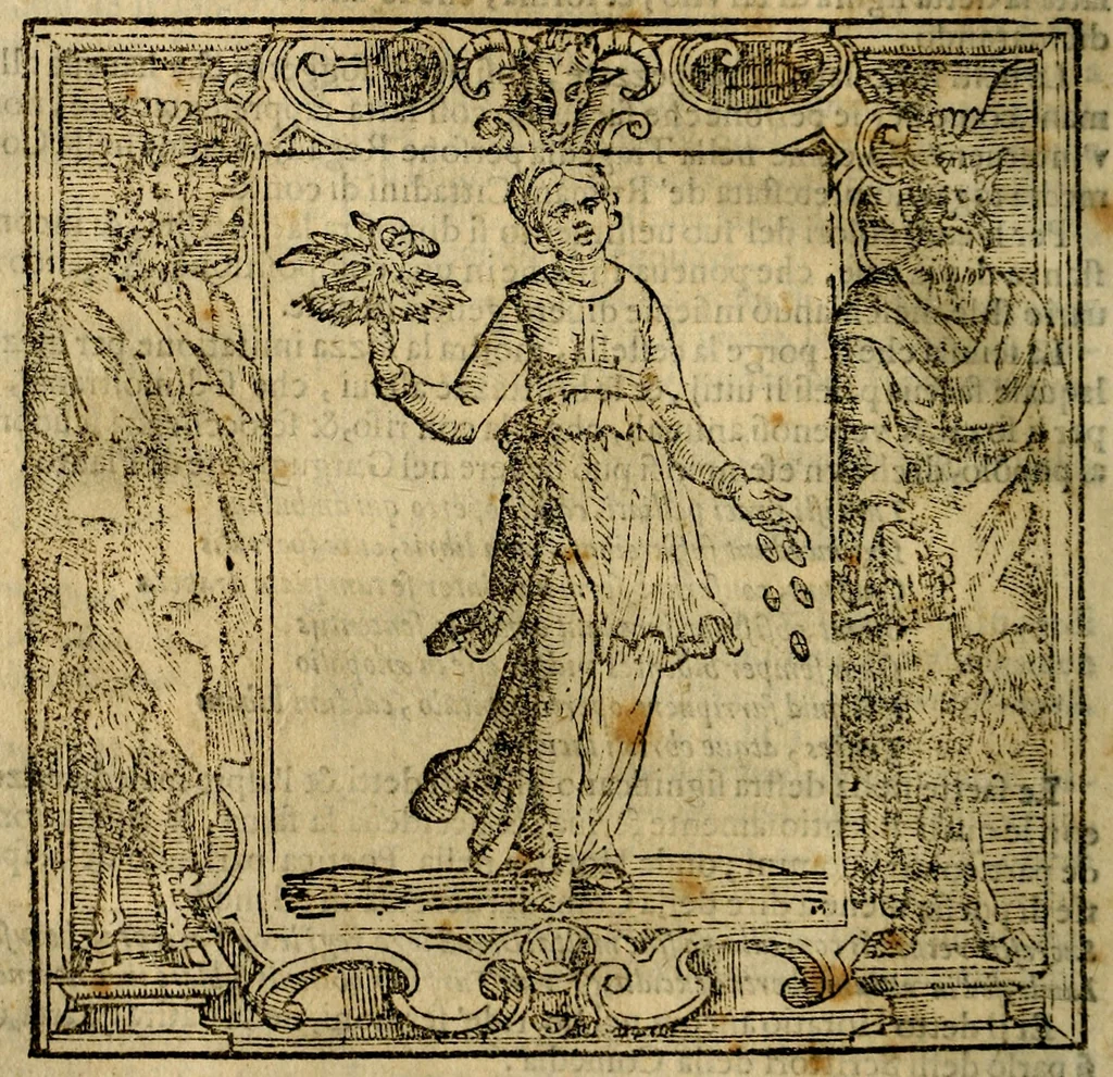 An illustration from Iconologia di Cesare Ripa Perugina ... Nella quale si descrivono diverse imagini di virtù, vitij, affetti, passioni humane, arti discipline, humori, elementi, corpi celesti, prouincie d'Italia, fiumi, tutte le parti del mondo, ed altre infinite materie. Opera utile ad oratori, predicatori, poeti pittori, sculptori, disegnatori, e ad ogni studioso, per inuentar concetti, emblemi, ed imprese, per diuisare qualsiuoglia appatato nuttiale, funerale, trionfale. Per rappresentar poemi drammatici, e per figurare co'suoi propij simboli ciò, che può cadere in pensiero humano. Ampliata ultimamente dallo stresso autore di CC. imagini, e erricchita di molti discorsi pieni di varia eruditione .., 1613, leaf 171