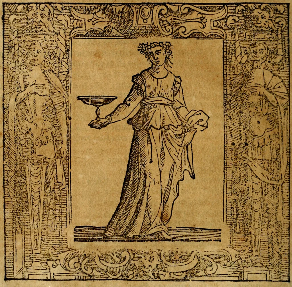 An illustration from Iconologia di Cesare Ripa Perugina ... Nella quale si descrivono diverse imagini di virtù, vitij, affetti, passioni humane, arti discipline, humori, elementi, corpi celesti, prouincie d'Italia, fiumi, tutte le parti del mondo, ed altre infinite materie. Opera utile ad oratori, predicatori, poeti pittori, sculptori, disegnatori, e ad ogni studioso, per inuentar concetti, emblemi, ed imprese, per diuisare qualsiuoglia appatato nuttiale, funerale, trionfale. Per rappresentar poemi drammatici, e per figurare co'suoi propij simboli ciò, che può cadere in pensiero humano. Ampliata ultimamente dallo stresso autore di CC. imagini, e erricchita di molti discorsi pieni di varia eruditione .., 1613, leaf 183