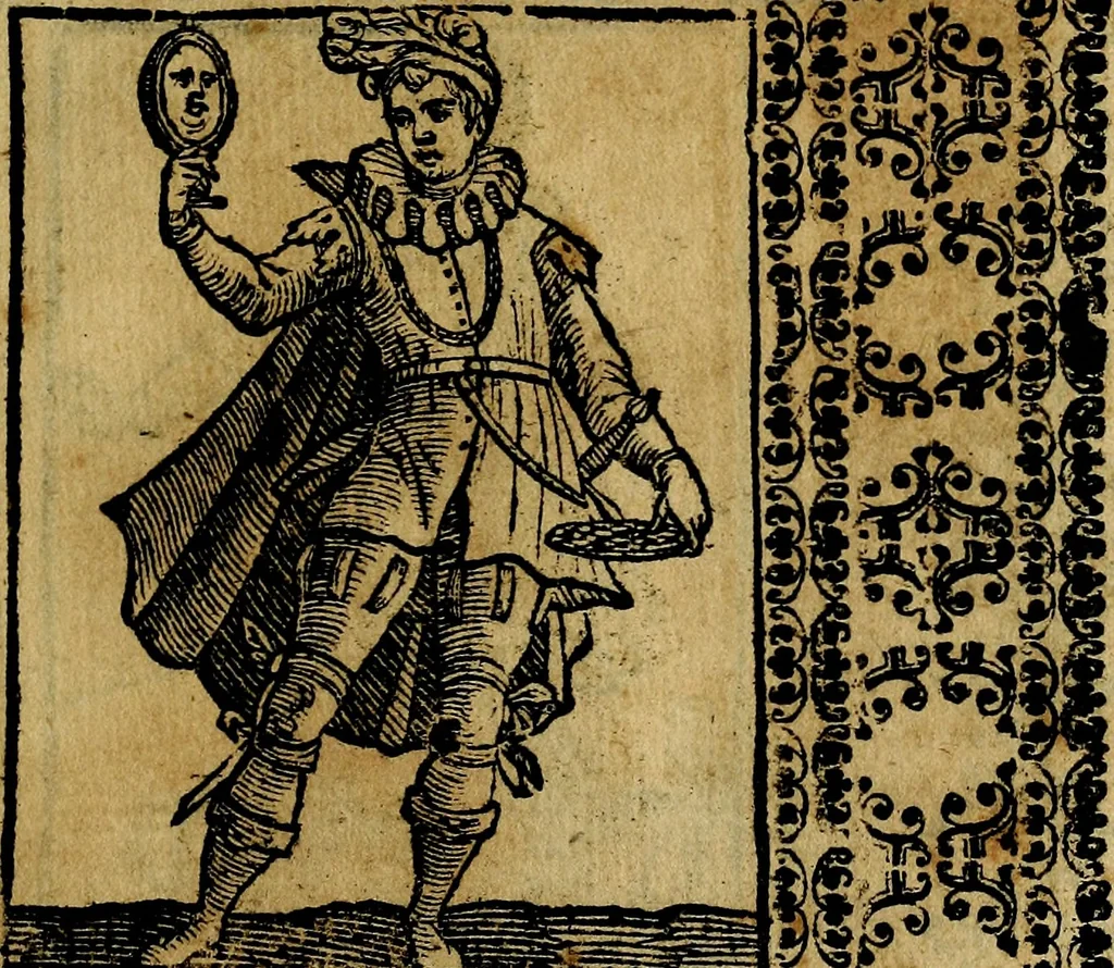 An illustration from Iconologia di Cesare Ripa Perugina ... Nella quale si descrivono diverse imagini di virtù, vitij, affetti, passioni humane, arti discipline, humori, elementi, corpi celesti, prouincie d'Italia, fiumi, tutte le parti del mondo, ed altre infinite materie. Opera utile ad oratori, predicatori, poeti pittori, sculptori, disegnatori, e ad ogni studioso, per inuentar concetti, emblemi, ed imprese, per diuisare qualsiuoglia appatato nuttiale, funerale, trionfale. Per rappresentar poemi drammatici, e per figurare co'suoi propij simboli ciò, che può cadere in pensiero humano. Ampliata ultimamente dallo stresso autore di CC. imagini, e erricchita di molti discorsi pieni di varia eruditione .., 1613, leaf 198