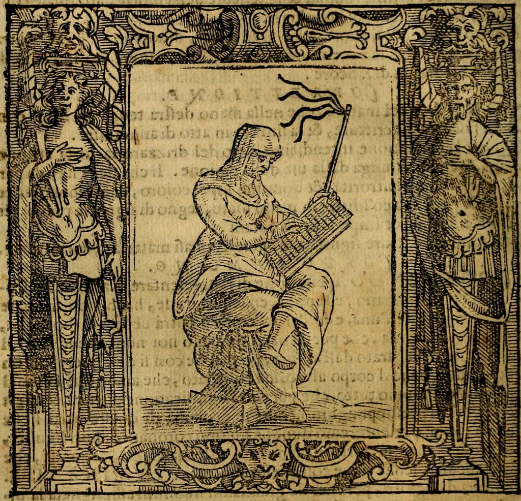 An illustration from Iconologia di Cesare Ripa Perugina ... Nella quale si descrivono diverse imagini di virtù, vitij, affetti, passioni humane, arti discipline, humori, elementi, corpi celesti, prouincie d'Italia, fiumi, tutte le parti del mondo, ed altre infinite materie. Opera utile ad oratori, predicatori, poeti pittori, sculptori, disegnatori, e ad ogni studioso, per inuentar concetti, emblemi, ed imprese, per diuisare qualsiuoglia appatato nuttiale, funerale, trionfale. Per rappresentar poemi drammatici, e per figurare co'suoi propij simboli ciò, che può cadere in pensiero humano. Ampliata ultimamente dallo stresso autore di CC. imagini, e erricchita di molti discorsi pieni di varia eruditione .., 1613, leaf 203