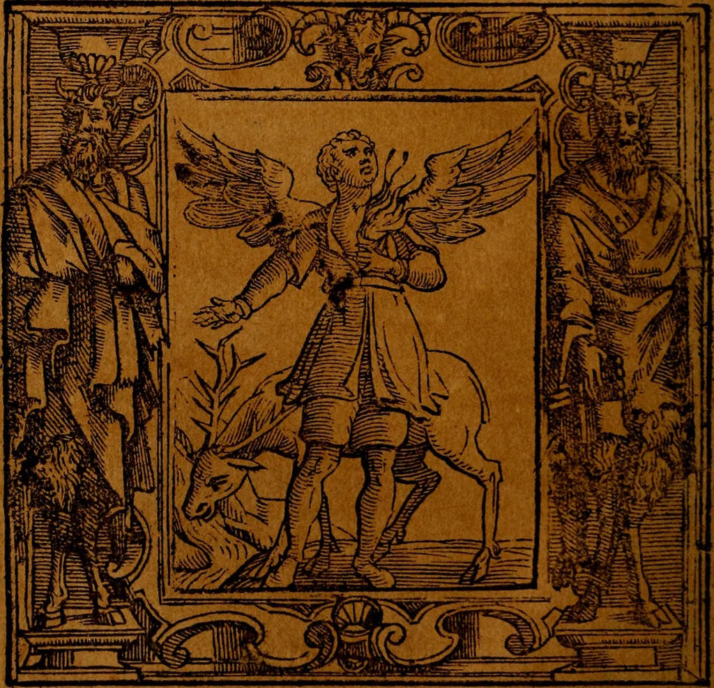 An illustration from Iconologia di Cesare Ripa Perugina ... Nella quale si descrivono diverse imagini di virtù, vitij, affetti, passioni humane, arti discipline, humori, elementi, corpi celesti, prouincie d'Italia, fiumi, tutte le parti del mondo, ed altre infinite materie. Opera utile ad oratori, predicatori, poeti pittori, sculptori, disegnatori, e ad ogni studioso, per inuentar concetti, emblemi, ed imprese, per diuisare qualsiuoglia appatato nuttiale, funerale, trionfale. Per rappresentar poemi drammatici, e per figurare co'suoi propij simboli ciò, che può cadere in pensiero humano. Ampliata ultimamente dallo stresso autore di CC. imagini, e erricchita di molti discorsi pieni di varia eruditione .., 1613, leaf 213