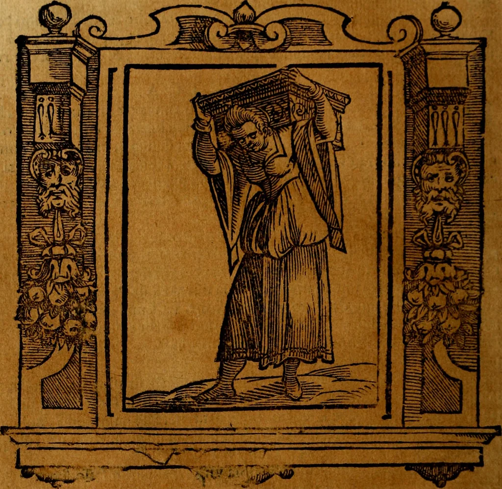An illustration from Iconologia di Cesare Ripa Perugina ... Nella quale si descrivono diverse imagini di virtù, vitij, affetti, passioni humane, arti discipline, humori, elementi, corpi celesti, prouincie d'Italia, fiumi, tutte le parti del mondo, ed altre infinite materie. Opera utile ad oratori, predicatori, poeti pittori, sculptori, disegnatori, e ad ogni studioso, per inuentar concetti, emblemi, ed imprese, per diuisare qualsiuoglia appatato nuttiale, funerale, trionfale. Per rappresentar poemi drammatici, e per figurare co'suoi propij simboli ciò, che può cadere in pensiero humano. Ampliata ultimamente dallo stresso autore di CC. imagini, e erricchita di molti discorsi pieni di varia eruditione .., 1613, leaf 215
