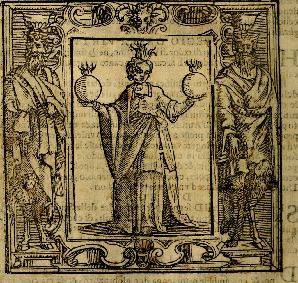 An illustration from Iconologia di Cesare Ripa Perugina ... Nella quale si descrivono diverse imagini di virtù, vitij, affetti, passioni humane, arti discipline, humori, elementi, corpi celesti, prouincie d'Italia, fiumi, tutte le parti del mondo, ed altre infinite materie. Opera utile ad oratori, predicatori, poeti pittori, sculptori, disegnatori, e ad ogni studioso, per inuentar concetti, emblemi, ed imprese, per diuisare qualsiuoglia appatato nuttiale, funerale, trionfale. Per rappresentar poemi drammatici, e per figurare co'suoi propij simboli ciò, che può cadere in pensiero humano. Ampliata ultimamente dallo stresso autore di CC. imagini, e erricchita di molti discorsi pieni di varia eruditione .., 1613, leaf 219