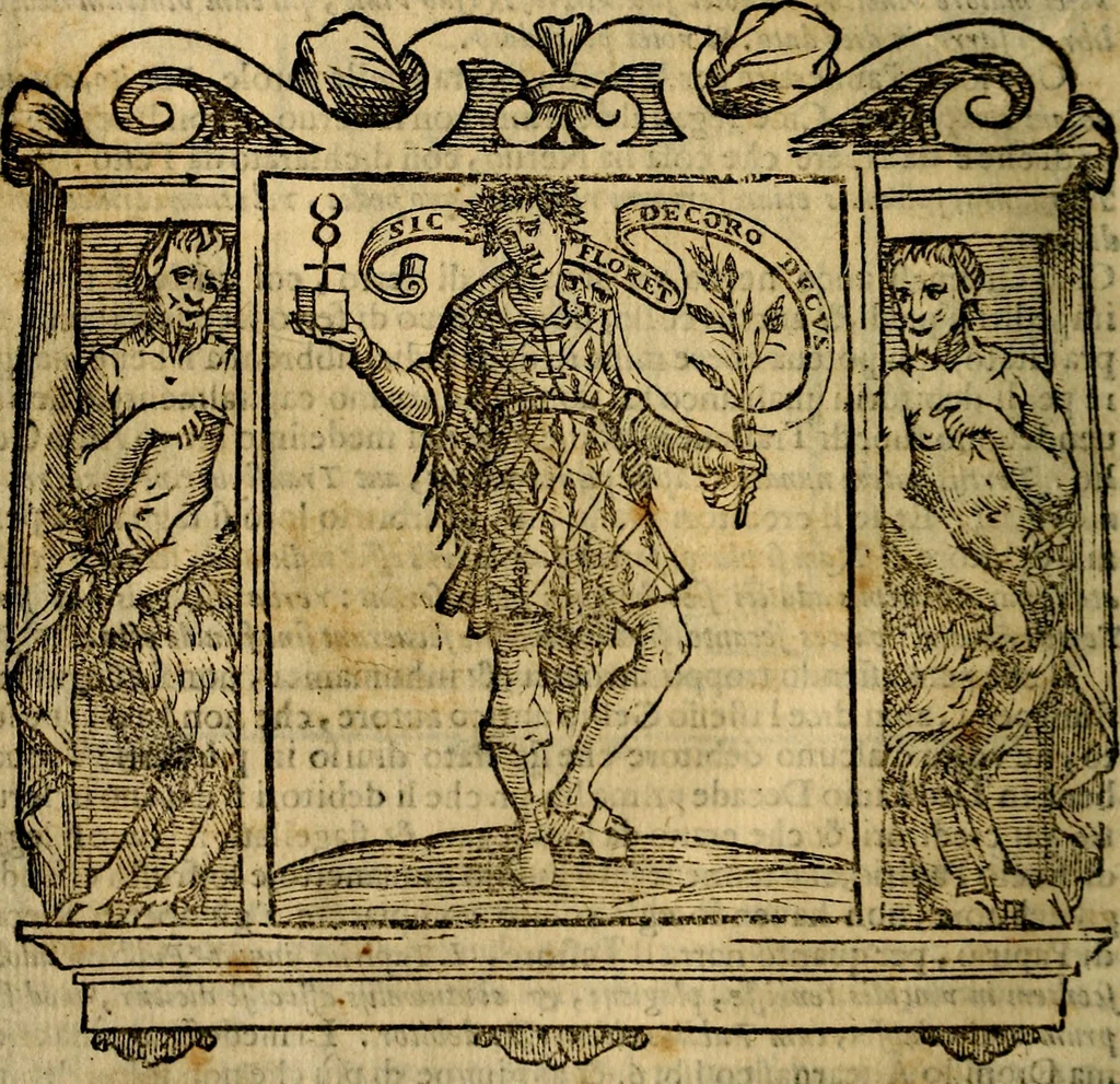 An illustration from Iconologia di Cesare Ripa Perugina ... Nella quale si descrivono diverse imagini di virtù, vitij, affetti, passioni humane, arti discipline, humori, elementi, corpi celesti, prouincie d'Italia, fiumi, tutte le parti del mondo, ed altre infinite materie. Opera utile ad oratori, predicatori, poeti pittori, sculptori, disegnatori, e ad ogni studioso, per inuentar concetti, emblemi, ed imprese, per diuisare qualsiuoglia appatato nuttiale, funerale, trionfale. Per rappresentar poemi drammatici, e per figurare co'suoi propij simboli ciò, che può cadere in pensiero humano. Ampliata ultimamente dallo stresso autore di CC. imagini, e erricchita di molti discorsi pieni di varia eruditione .., 1613, leaf 229