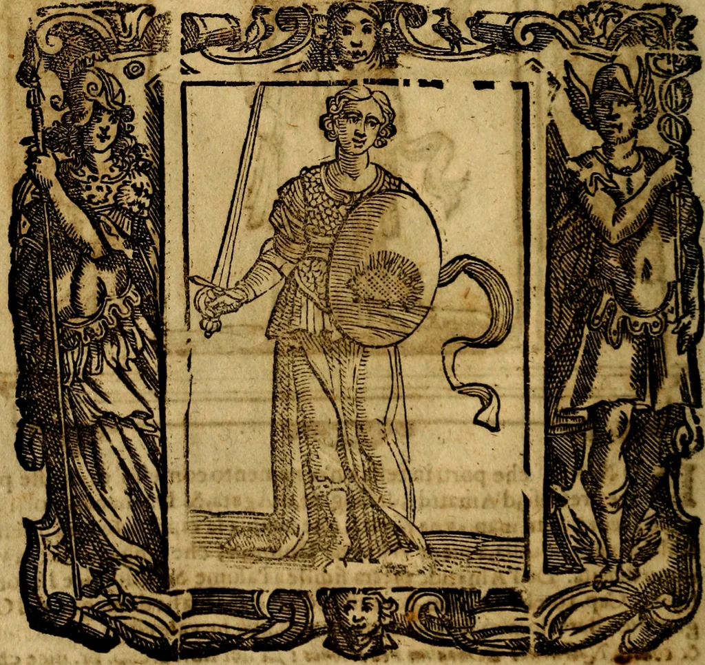 An illustration from Iconologia di Cesare Ripa Perugina ... Nella quale si descrivono diverse imagini di virtù, vitij, affetti, passioni humane, arti discipline, humori, elementi, corpi celesti, prouincie d'Italia, fiumi, tutte le parti del mondo, ed altre infinite materie. Opera utile ad oratori, predicatori, poeti pittori, sculptori, disegnatori, e ad ogni studioso, per inuentar concetti, emblemi, ed imprese, per diuisare qualsiuoglia appatato nuttiale, funerale, trionfale. Per rappresentar poemi drammatici, e per figurare co'suoi propij simboli ciò, che può cadere in pensiero humano. Ampliata ultimamente dallo stresso autore di CC. imagini, e erricchita di molti discorsi pieni di varia eruditione .., 1613, leaf 245