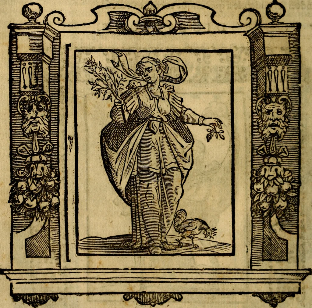 An illustration from Iconologia di Cesare Ripa Perugina ... Nella quale si descrivono diverse imagini di virtù, vitij, affetti, passioni humane, arti discipline, humori, elementi, corpi celesti, prouincie d'Italia, fiumi, tutte le parti del mondo, ed altre infinite materie. Opera utile ad oratori, predicatori, poeti pittori, sculptori, disegnatori, e ad ogni studioso, per inuentar concetti, emblemi, ed imprese, per diuisare qualsiuoglia appatato nuttiale, funerale, trionfale. Per rappresentar poemi drammatici, e per figurare co'suoi propij simboli ciò, che può cadere in pensiero humano. Ampliata ultimamente dallo stresso autore di CC. imagini, e erricchita di molti discorsi pieni di varia eruditione .., 1613, leaf 247