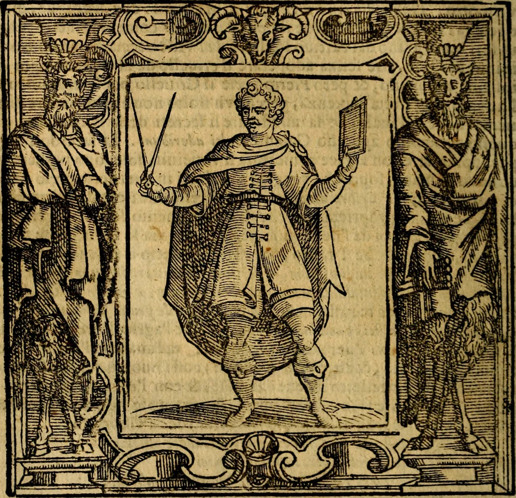 An illustration from Iconologia di Cesare Ripa Perugina ... Nella quale si descrivono diverse imagini di virtù, vitij, affetti, passioni humane, arti discipline, humori, elementi, corpi celesti, prouincie d'Italia, fiumi, tutte le parti del mondo, ed altre infinite materie. Opera utile ad oratori, predicatori, poeti pittori, sculptori, disegnatori, e ad ogni studioso, per inuentar concetti, emblemi, ed imprese, per diuisare qualsiuoglia appatato nuttiale, funerale, trionfale. Per rappresentar poemi drammatici, e per figurare co'suoi propij simboli ciò, che può cadere in pensiero humano. Ampliata ultimamente dallo stresso autore di CC. imagini, e erricchita di molti discorsi pieni di varia eruditione .., 1613, leaf 255