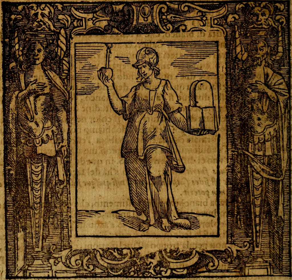 An illustration from Iconologia di Cesare Ripa Perugina ... Nella quale si descrivono diverse imagini di virtù, vitij, affetti, passioni humane, arti discipline, humori, elementi, corpi celesti, prouincie d'Italia, fiumi, tutte le parti del mondo, ed altre infinite materie. Opera utile ad oratori, predicatori, poeti pittori, sculptori, disegnatori, e ad ogni studioso, per inuentar concetti, emblemi, ed imprese, per diuisare qualsiuoglia appatato nuttiale, funerale, trionfale. Per rappresentar poemi drammatici, e per figurare co'suoi propij simboli ciò, che può cadere in pensiero humano. Ampliata ultimamente dallo stresso autore di CC. imagini, e erricchita di molti discorsi pieni di varia eruditione .., 1613, leaf 291